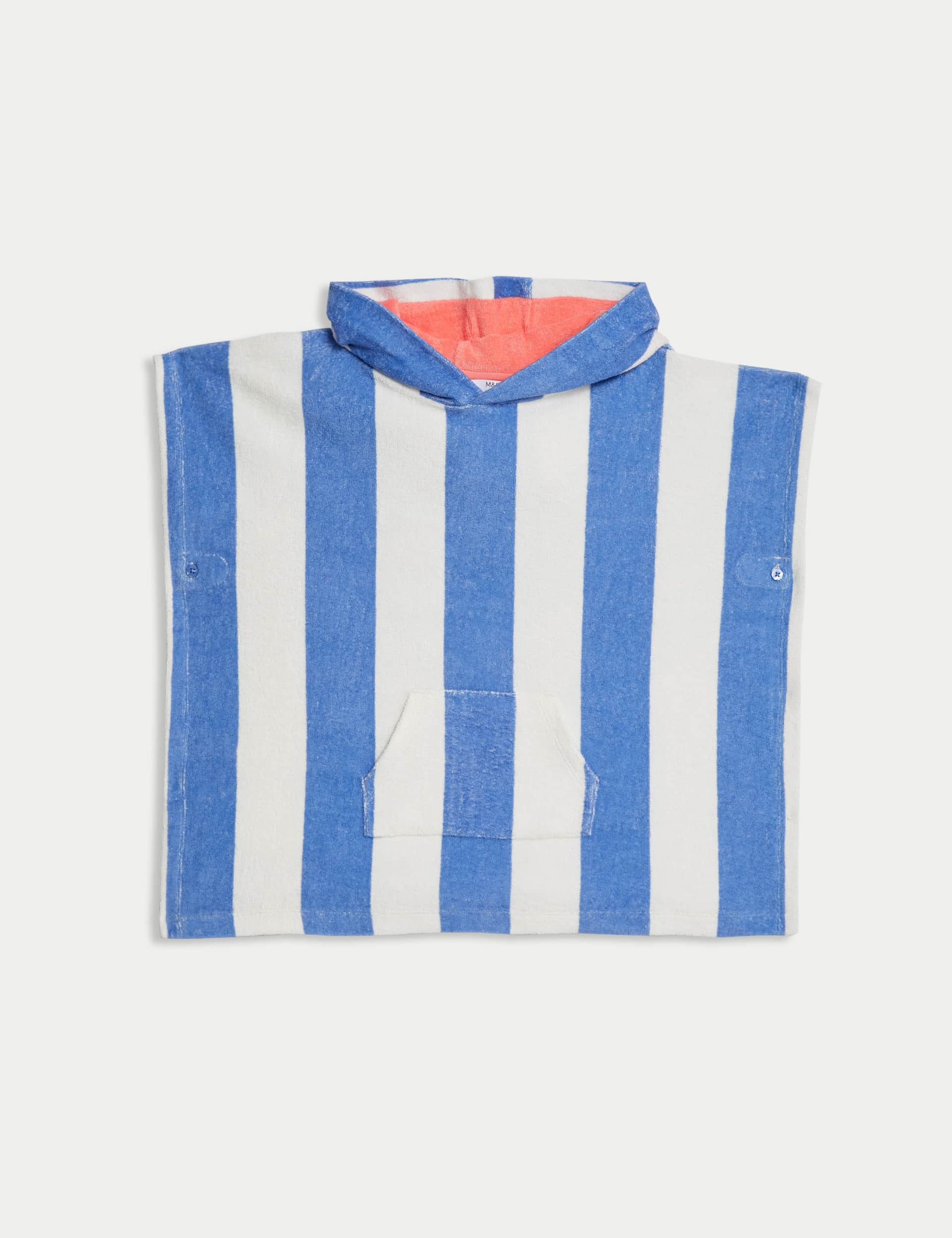 M&S Pure Cotton Striped Poncho (2-8 Yrs) - 3-4 Y - Blue Mix, Blue Mix