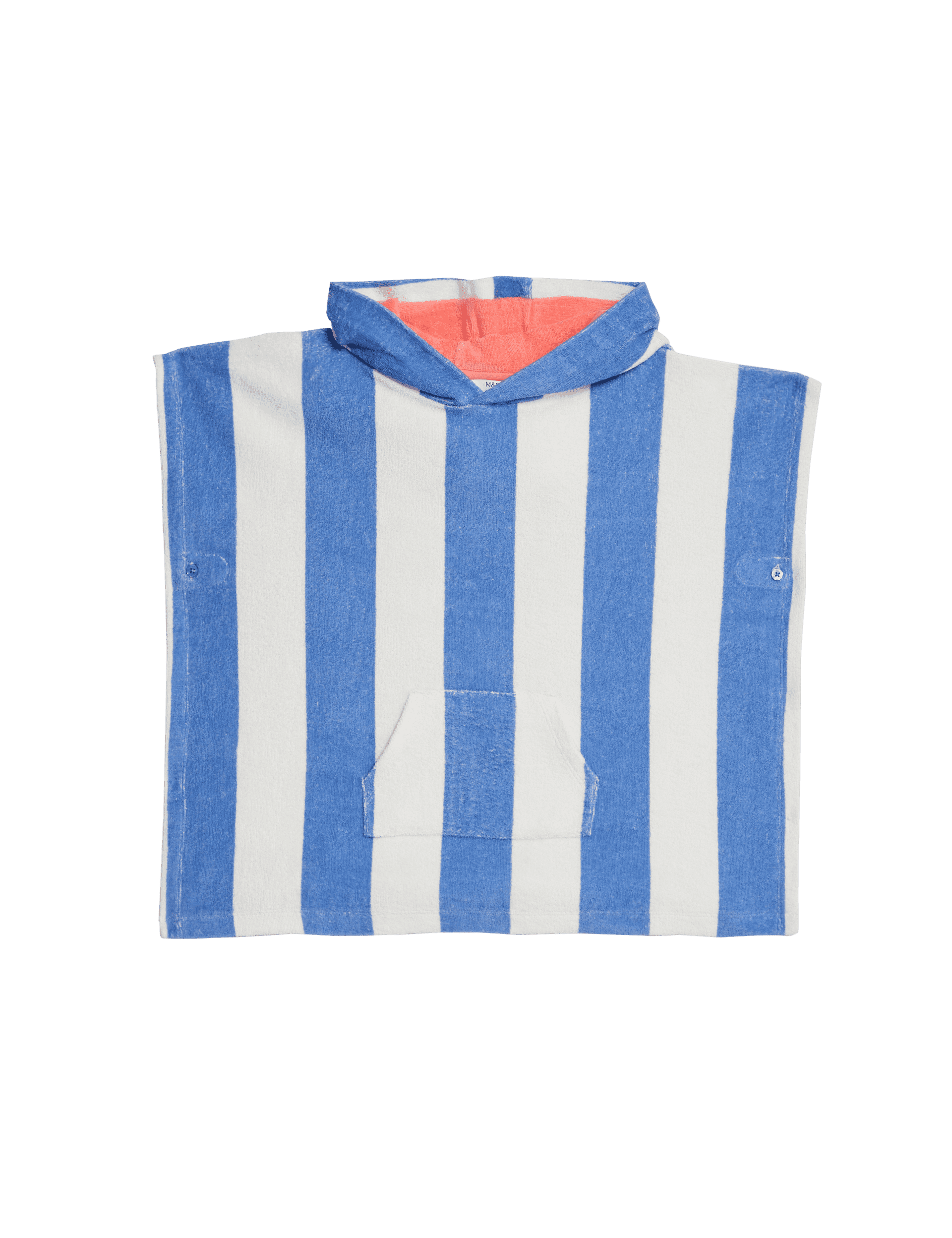 M&S Collection Pure Cotton Striped Poncho (2-8 Yrs) - 3-4 Y - Blue Mix, Blue Mix