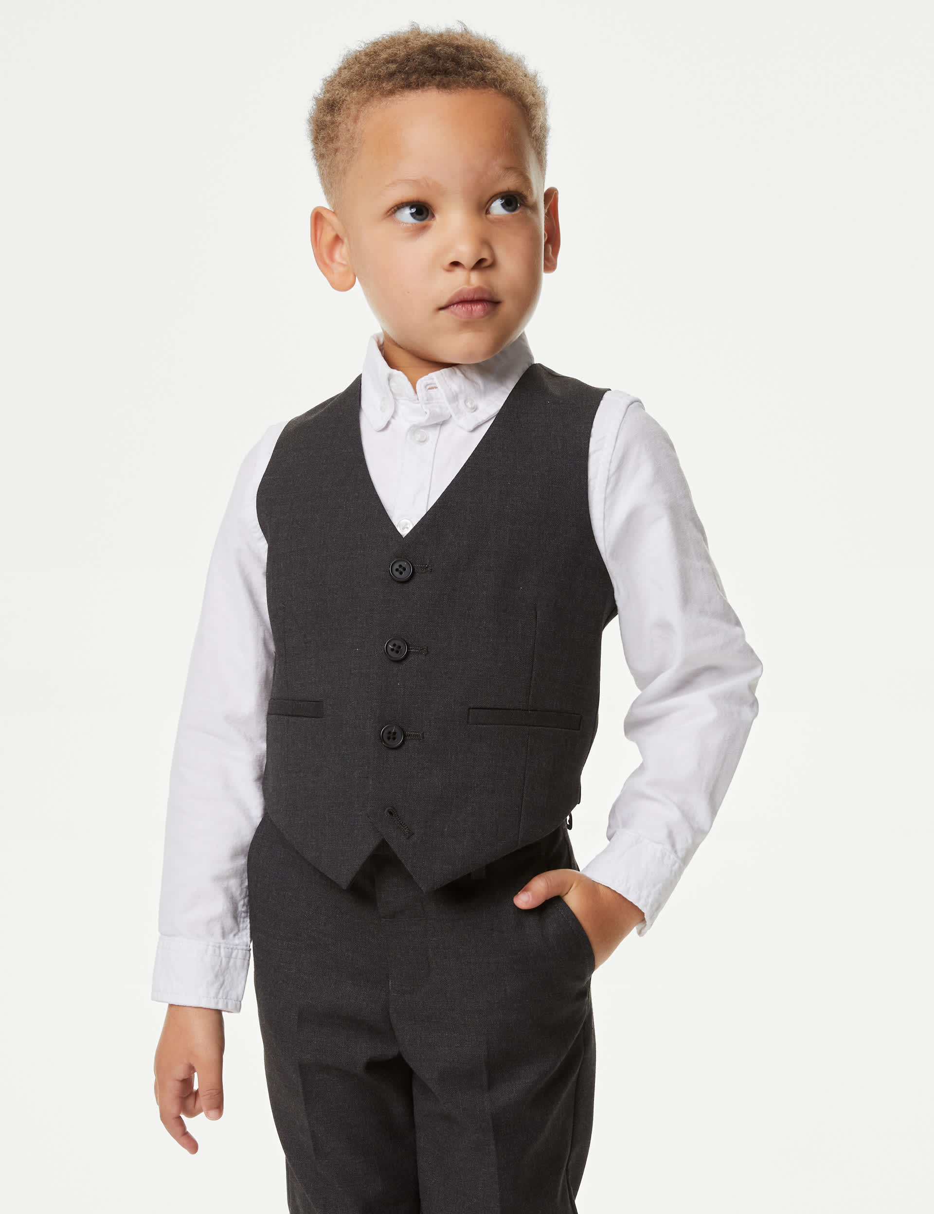 M&S Boys Suit Waistcoat (2-8 Yrs) - 5-6 Y - Charcoal, Charcoal