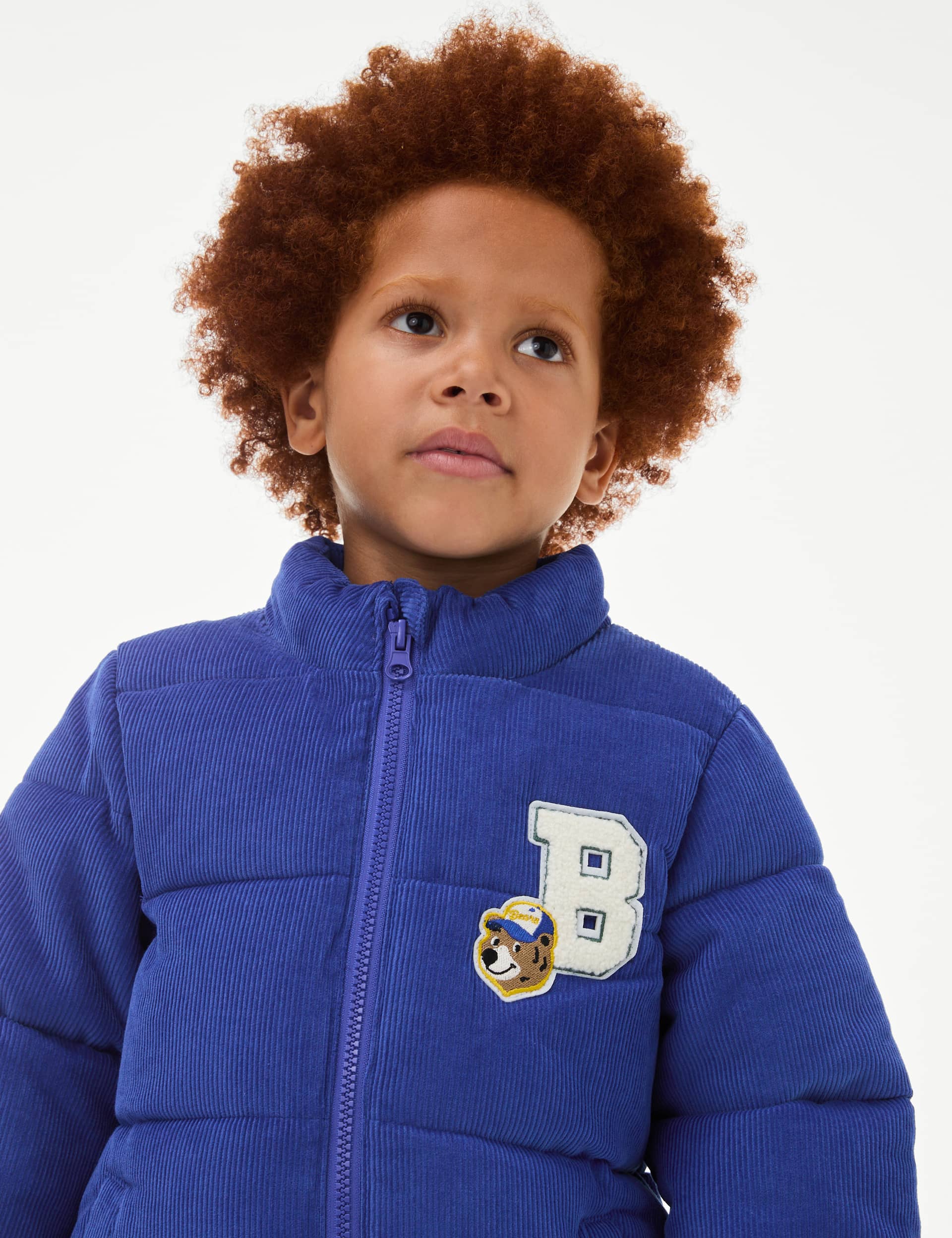 M&S Boys Cord Padded Jacket (2-8 Yrs) - 3-4 Y - Blue, Blue