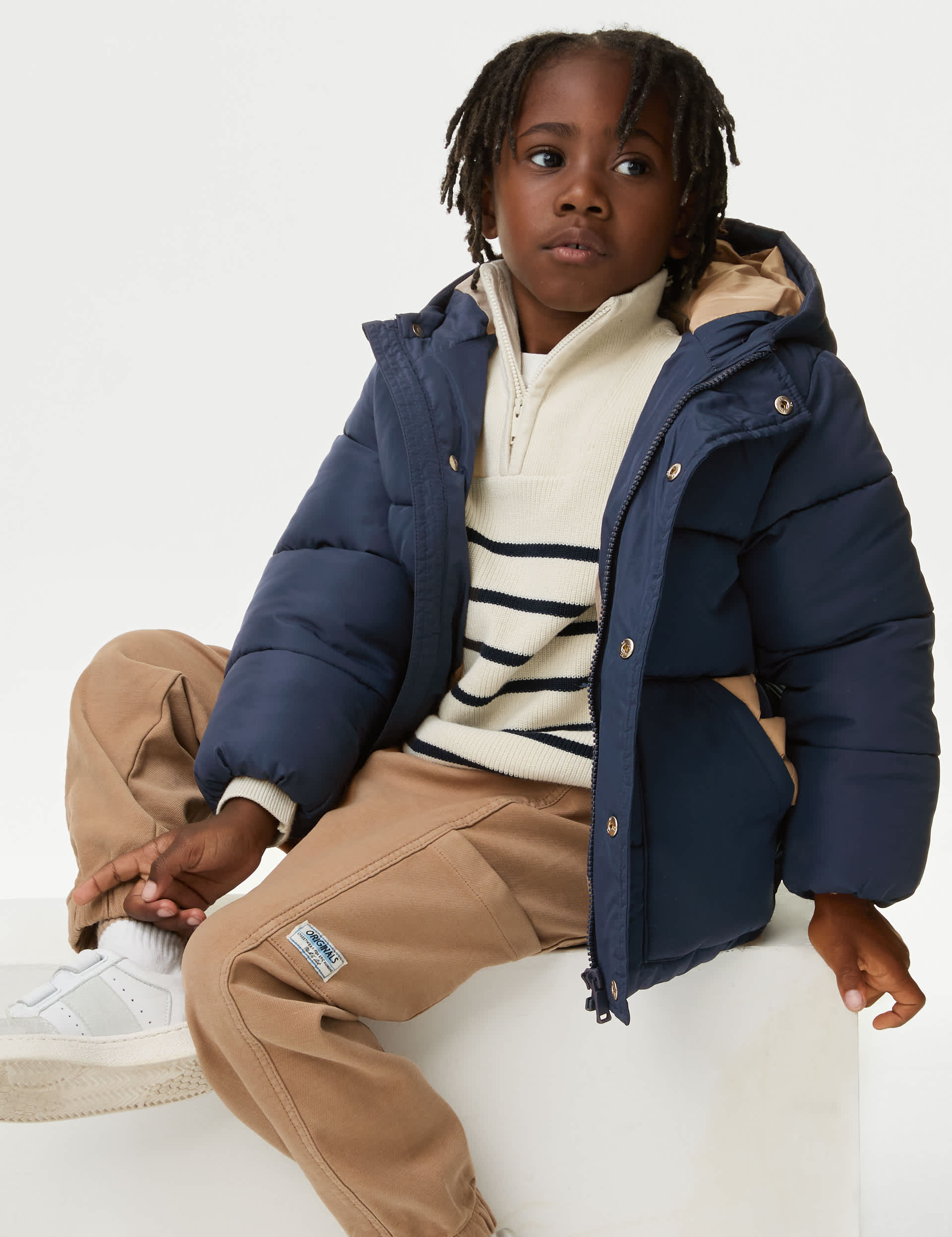 M&S Boys Stormwear Dinosaur Padded Coat (2-8 Yrs) - 4-5 Y - Indigo, Indigo