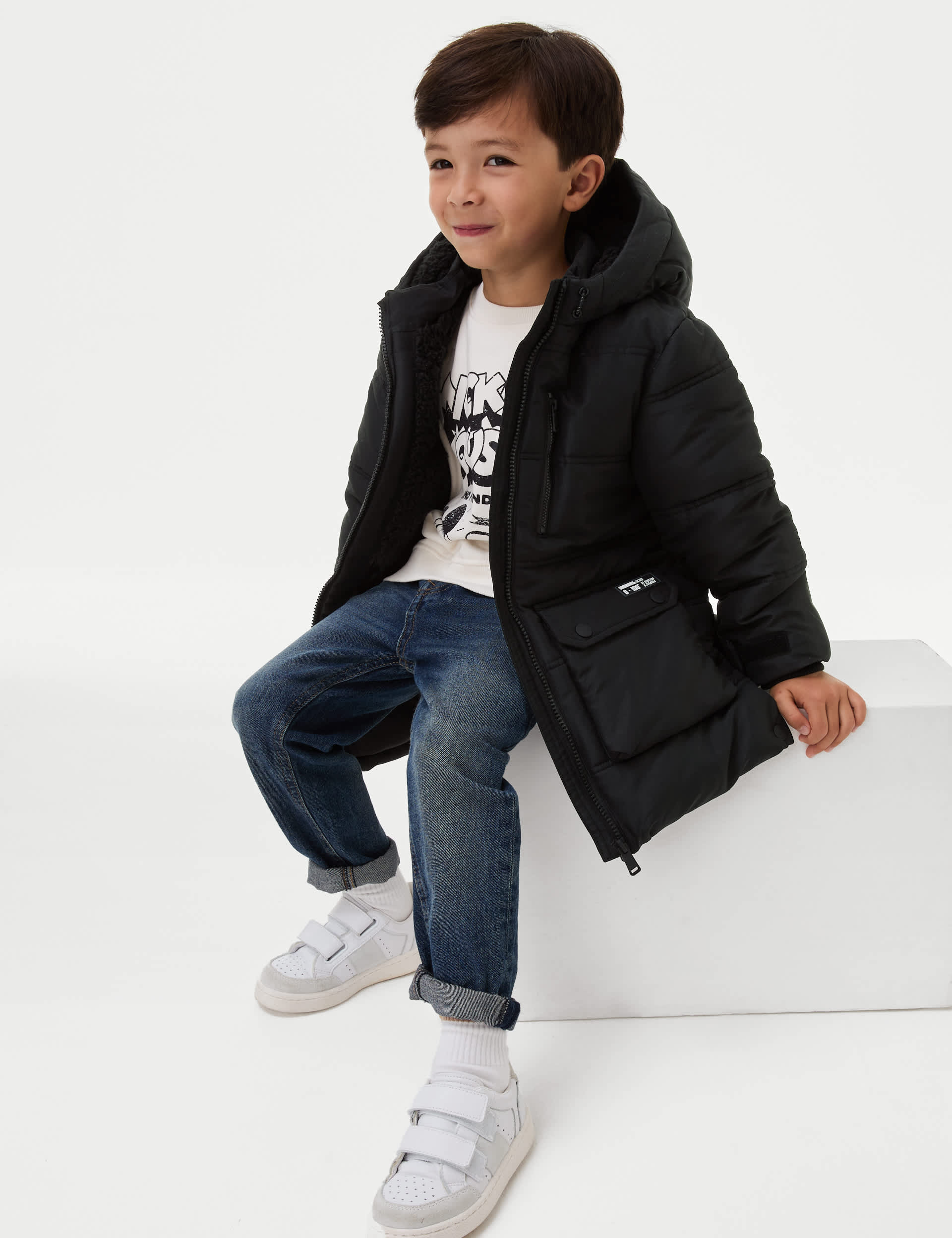 M&S Boys Stormwear  Hooded Padded Coat (2-8 Yrs)