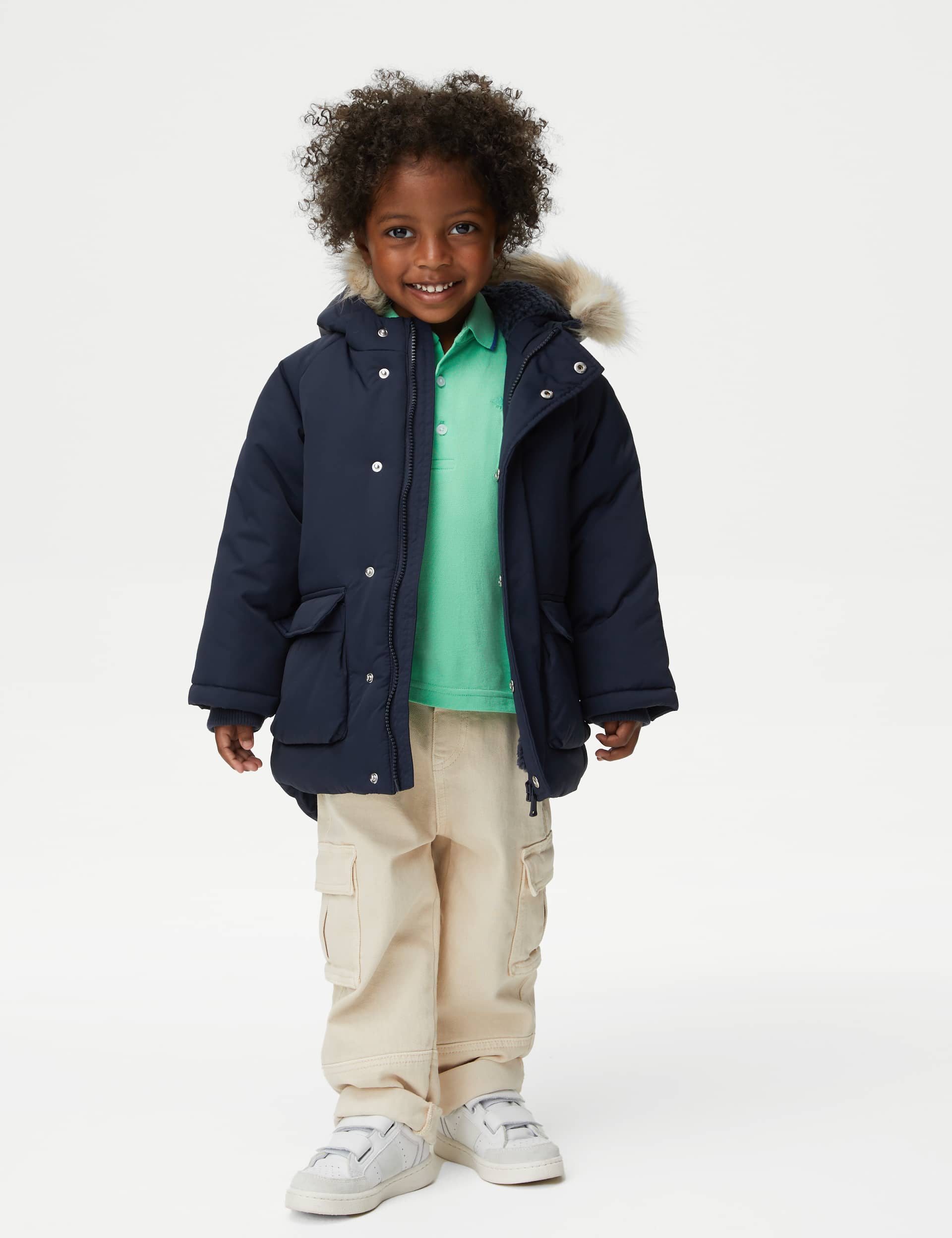 M&S Boys Stormwear Hooded Parka (2-8 Yrs) - 5-6 Y - Navy, Green,Navy,Black,Stone