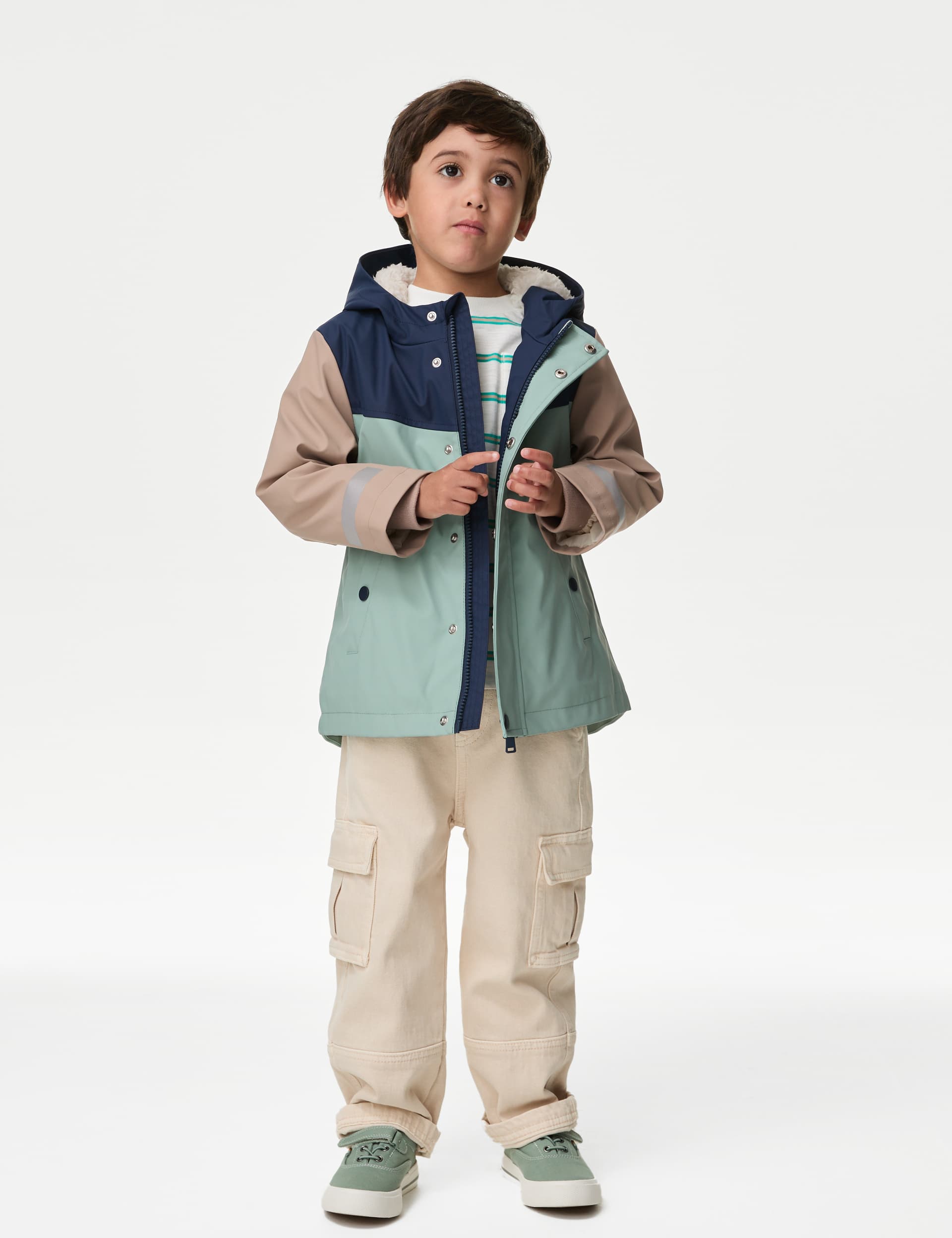 M&S Boys Stormwear Hooded Fisherman Coat (2-8 Yrs) - 3-4 Y - Multi, Multi