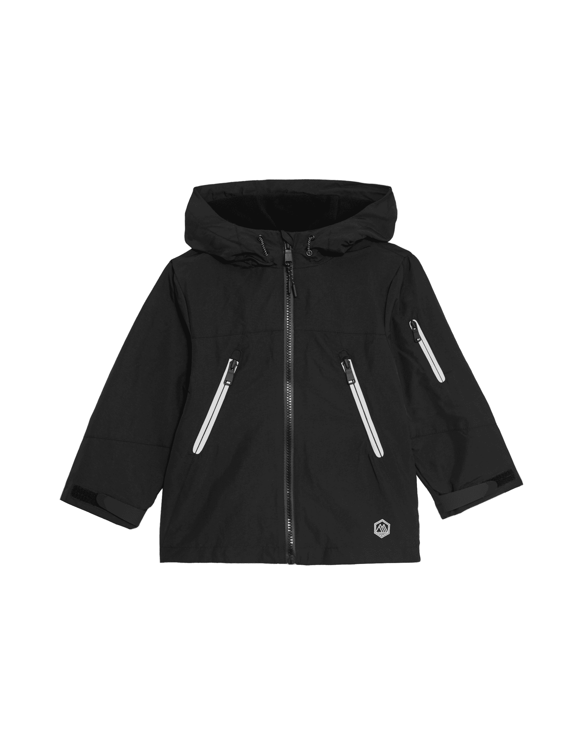 M&S Collection Boys Stormwear Fleece Lined Hooded Jacket (2-8 Yrs) - 2-3 Y - Black, Black