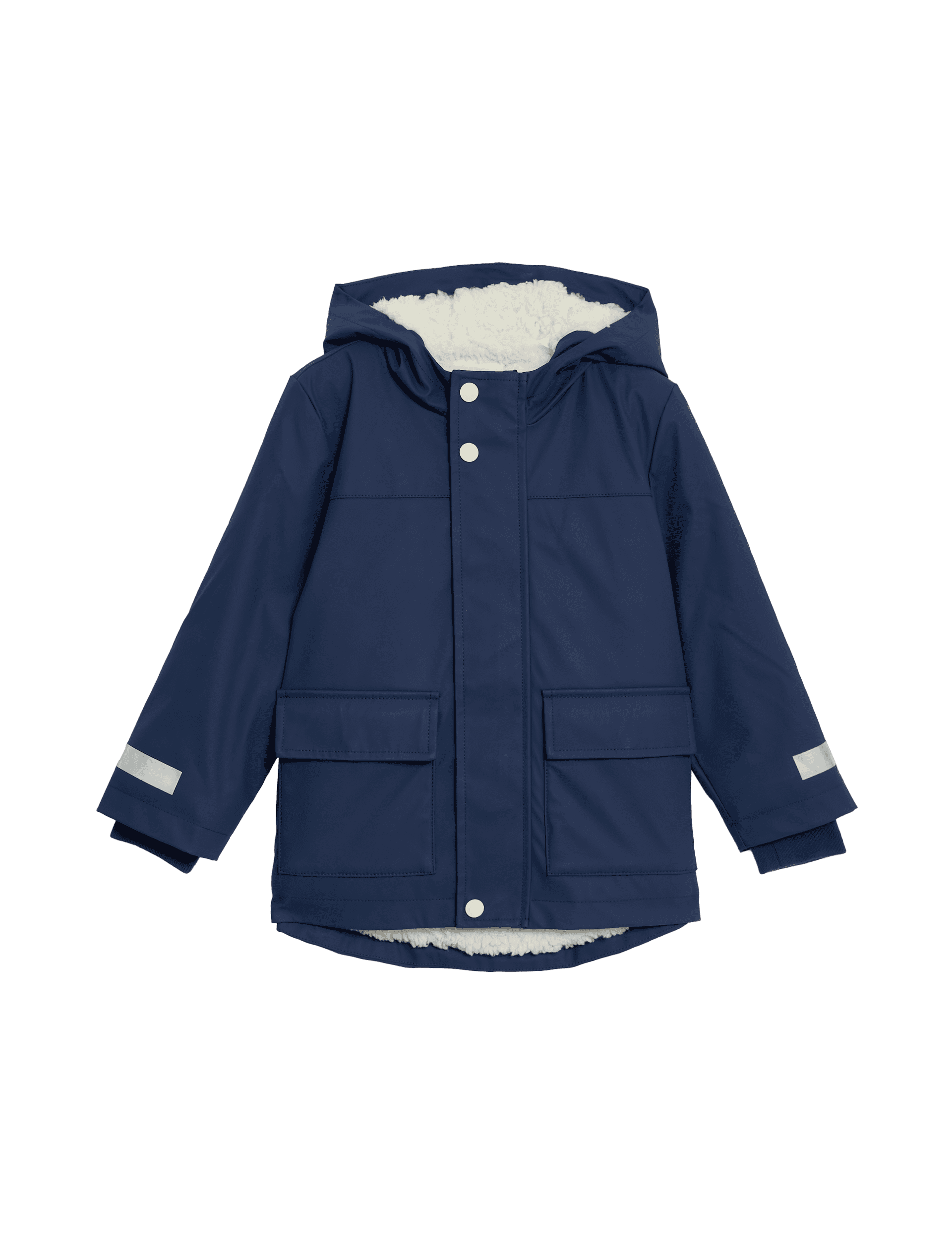 M&S Collection Boys Stormwear Borg Lined Hooded Fisherman Coat (2-8 Yrs) - 5-6 Y - Navy, Navy