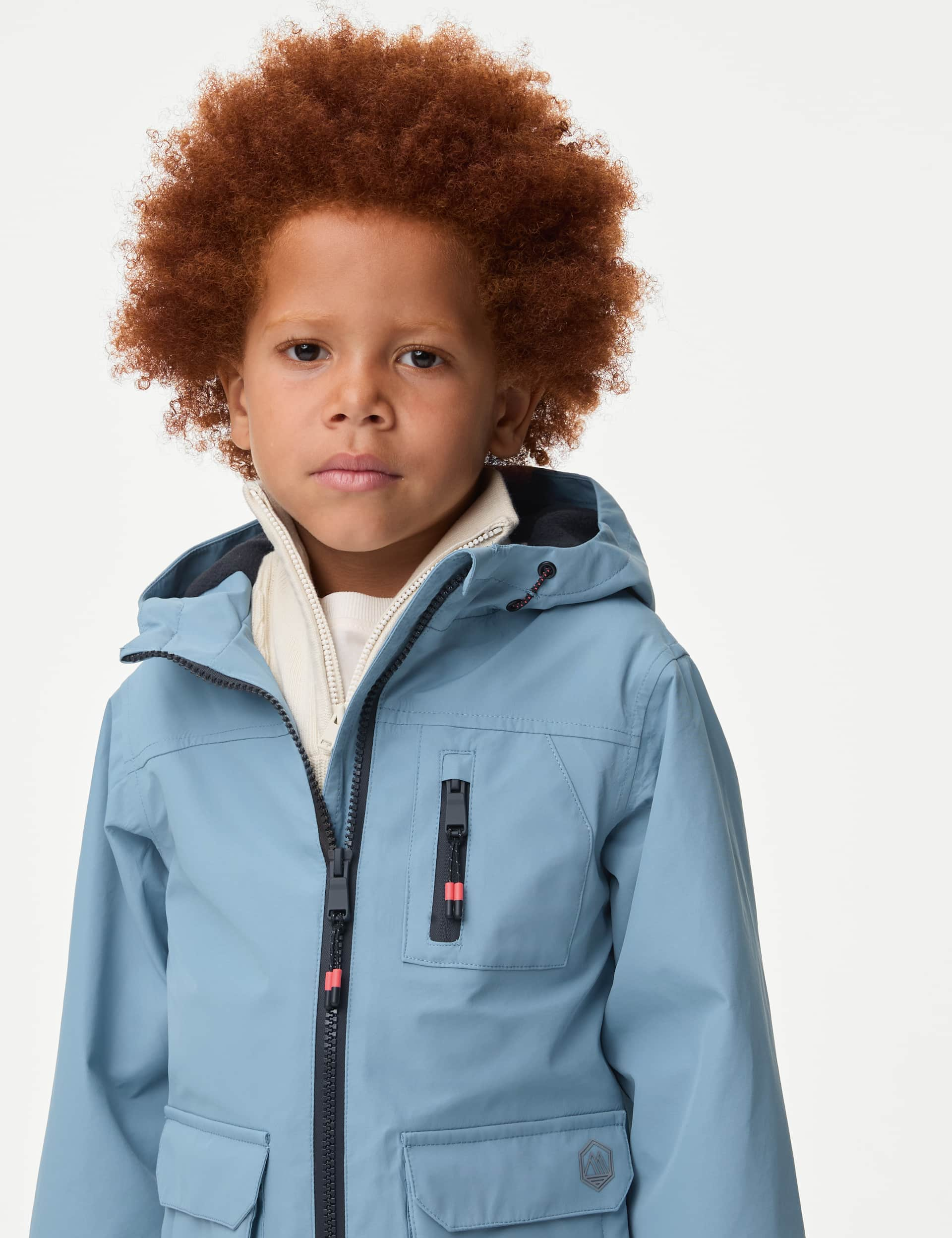 M&S Boys Stormwear Hooded Jacket (2-8 Yrs) - 4-5 Y - Blue, Blue