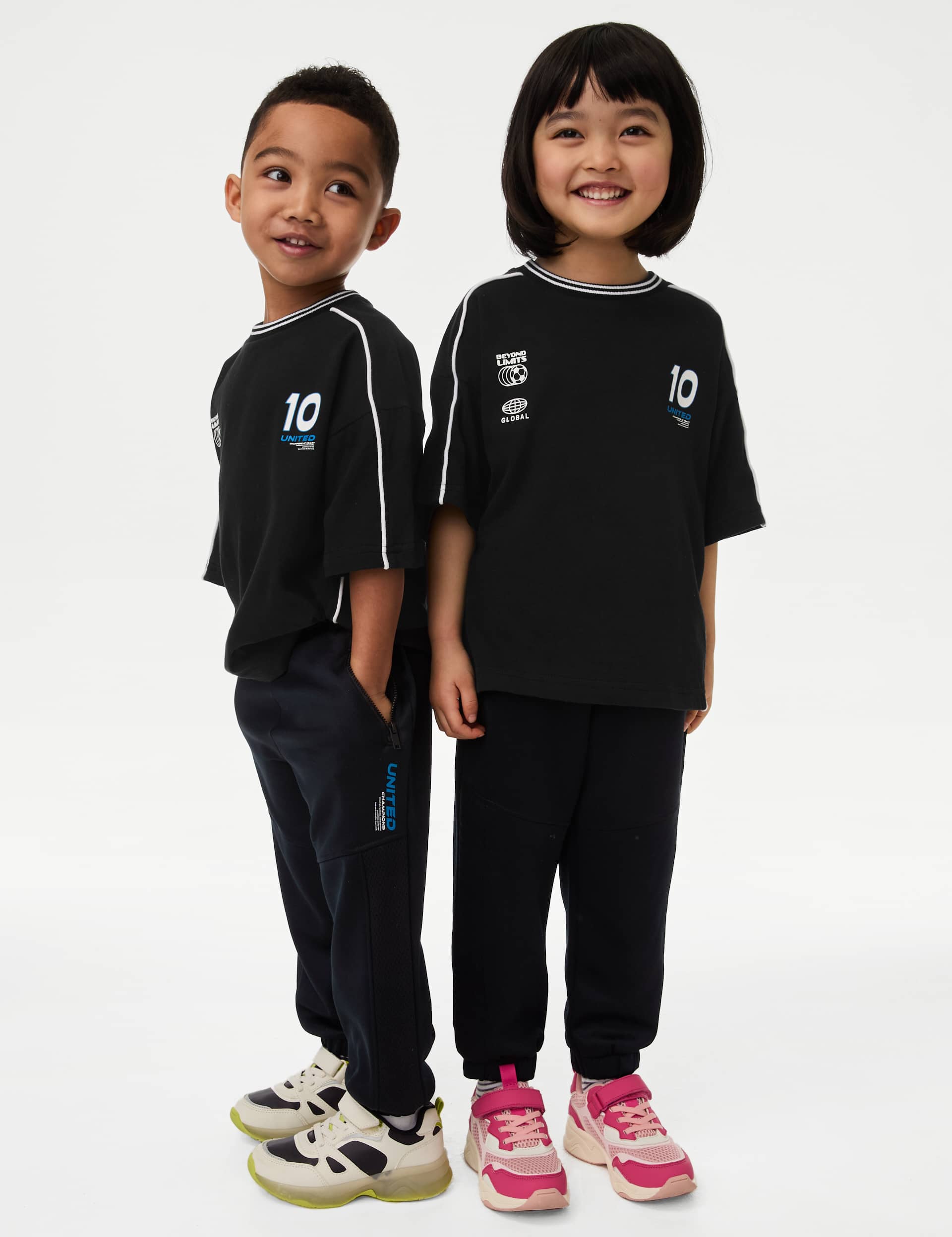 M&S Collection Sports Joggers (2-8 Yrs) - 3-4 Y - Black Mix, Black Mix