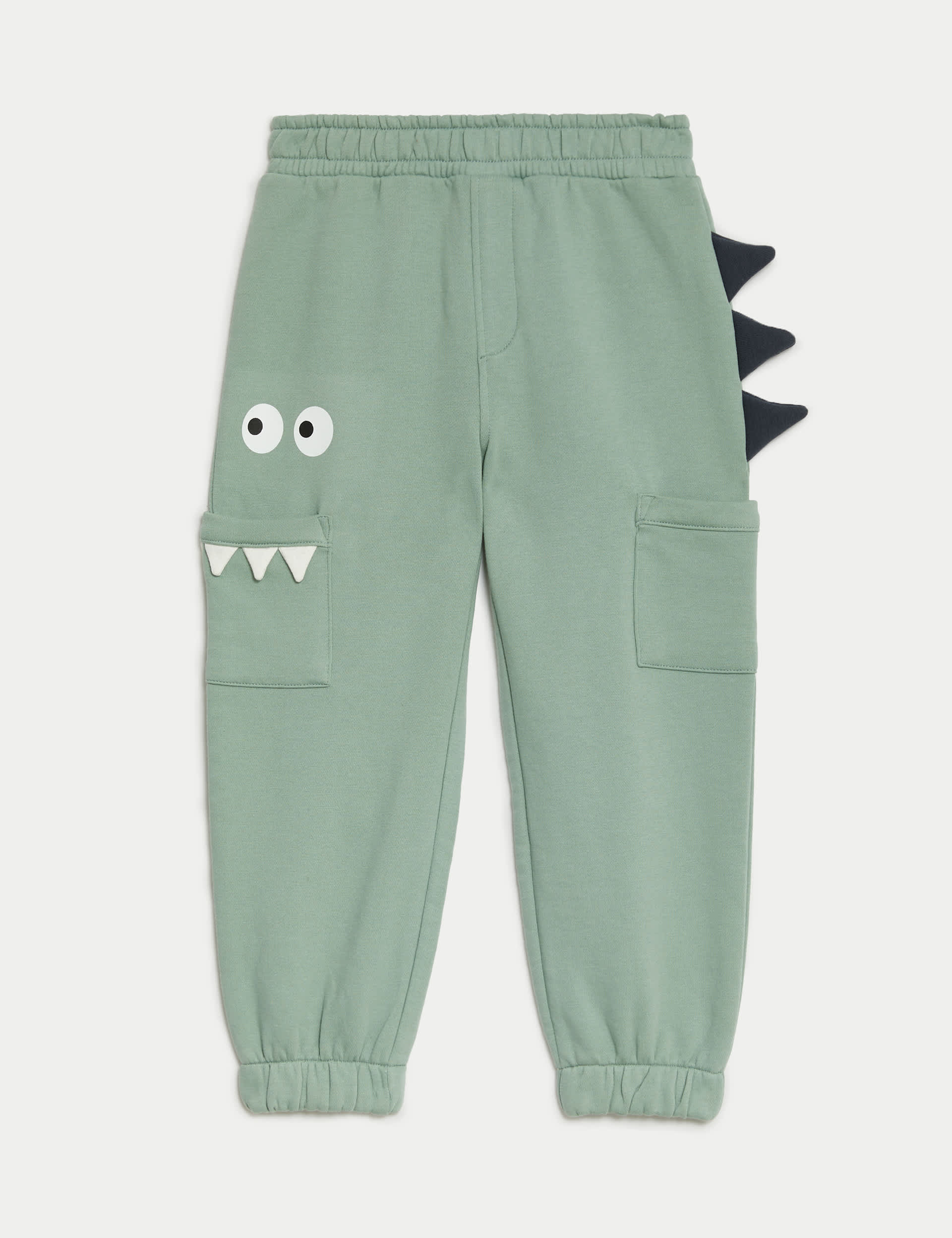 M&S Boys Cotton Rich Monster Spike Joggers (2-8 Yrs) - 3-4 Y - Green, Green