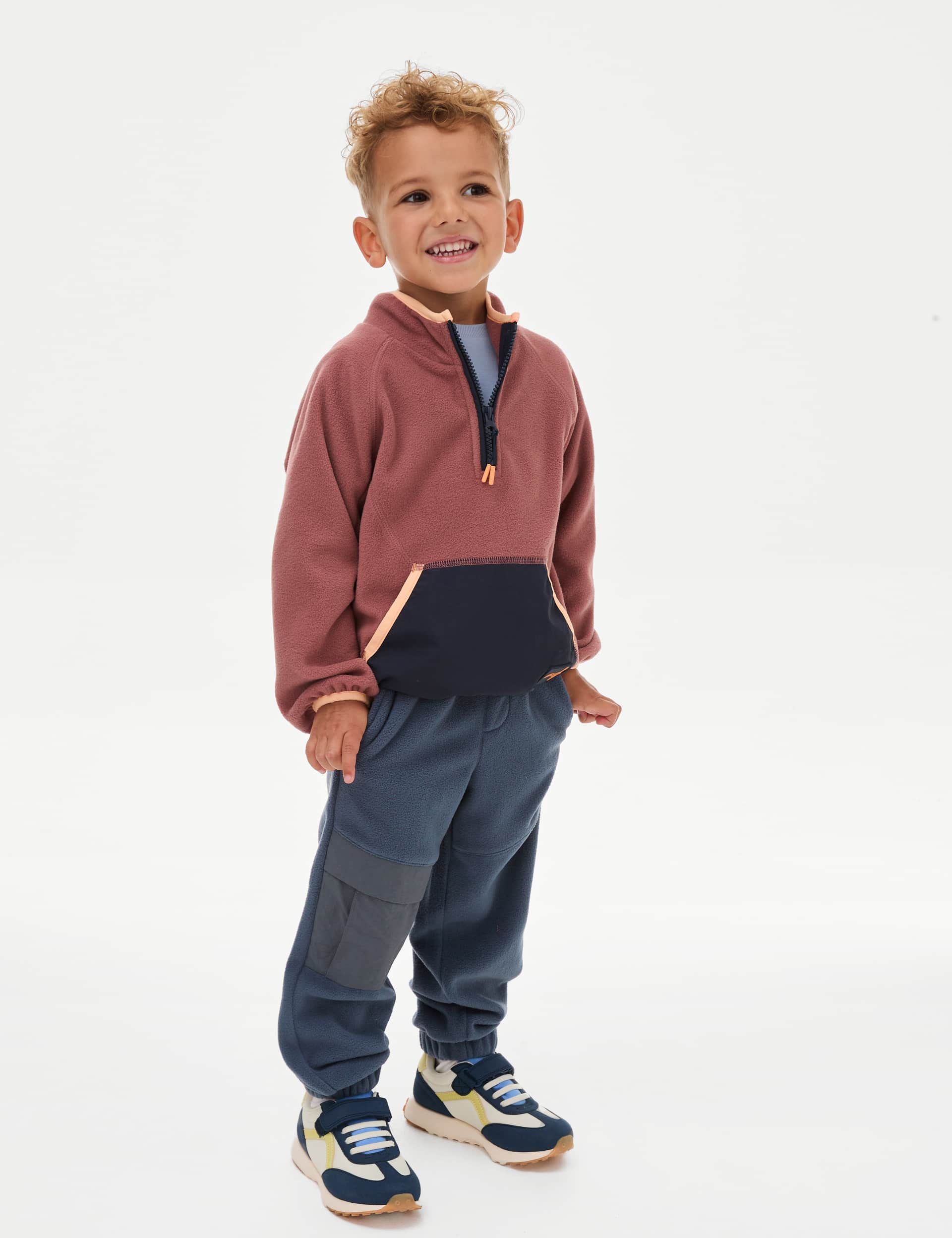 M&S Boys Fleece Joggers (2-8 Yrs) - 3-4 Y - Navy, Carbon,Navy