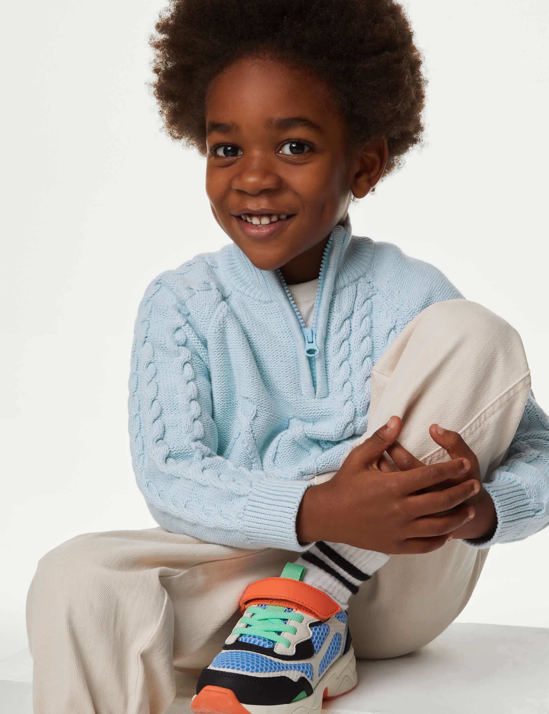 M&S Boys Pure Cotton Half Zip Jumper (2-8 Yrs)