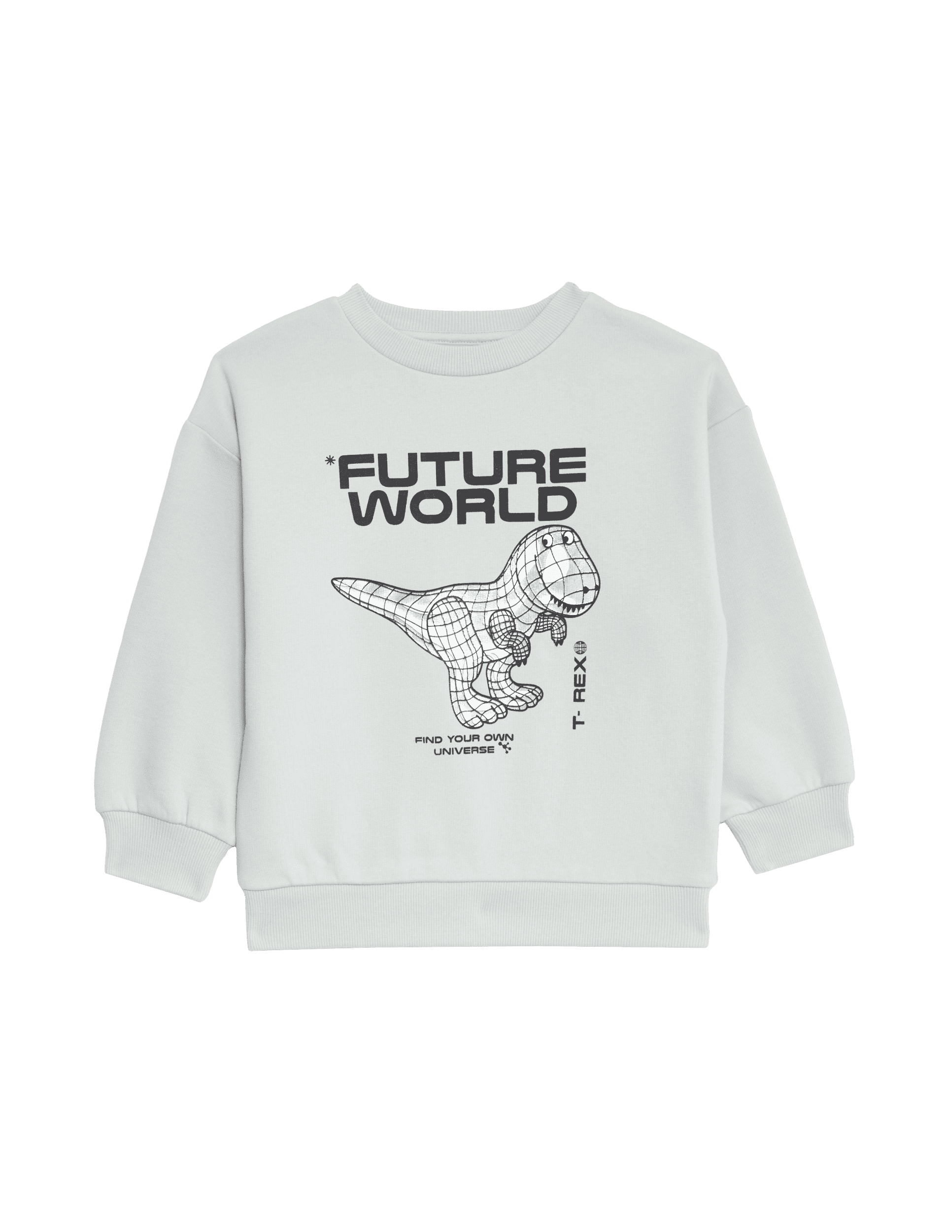 M&S Collection Boys Cotton Rich Future Dinosaur Sweatshirt (2-8 Yrs) - 2-3 Y - Light Mint, Light Min