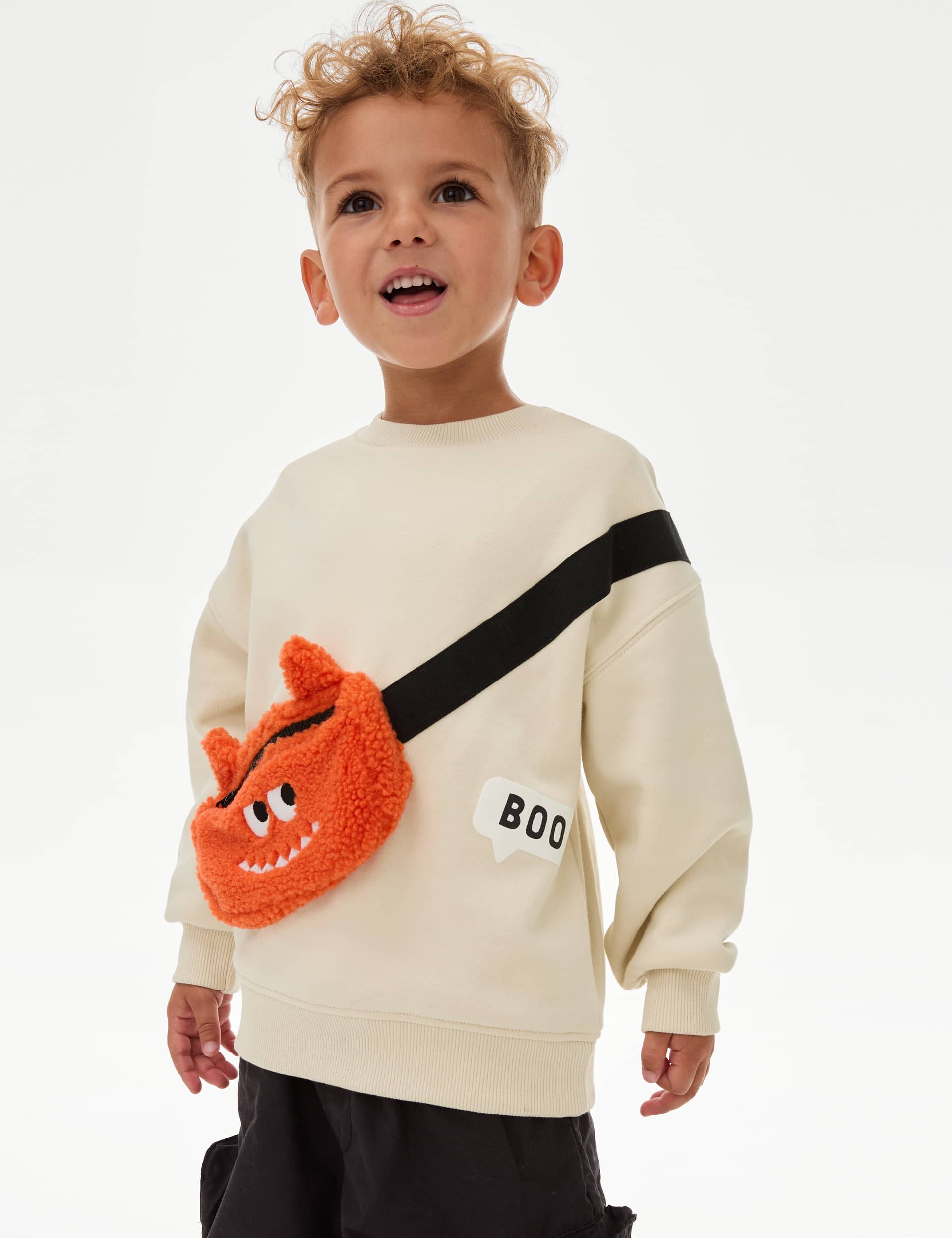 M&S Cotton Rich Monster Bag Sweatshirt (2-8 Yrs)