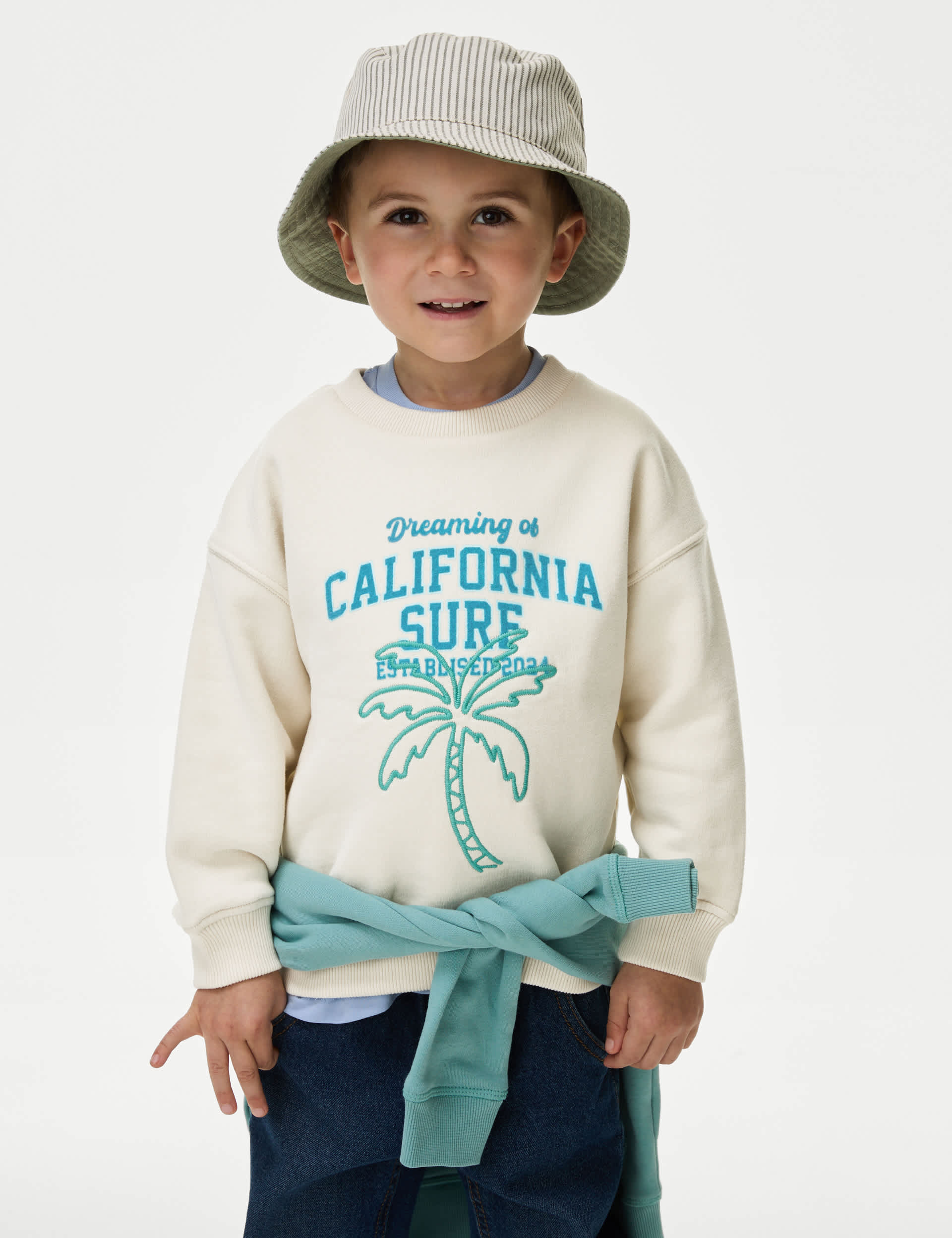 M&S Cotton Rich California Sweatshirt (2-8 Yrs) - 2-3 Y - Cream, Cream