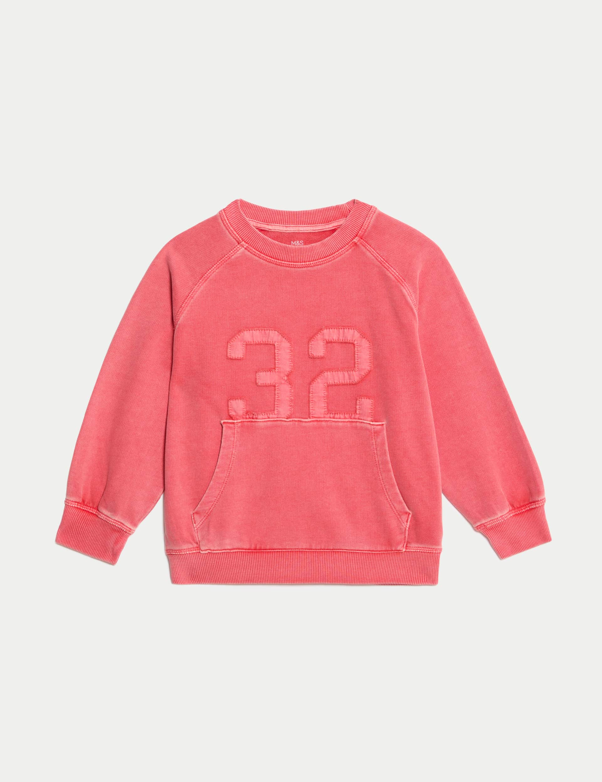 M&S Collection Boys Pure Cotton 32 Slogan Sweatshirt (2-8 Yrs) - 3-4 Y - Red, Red