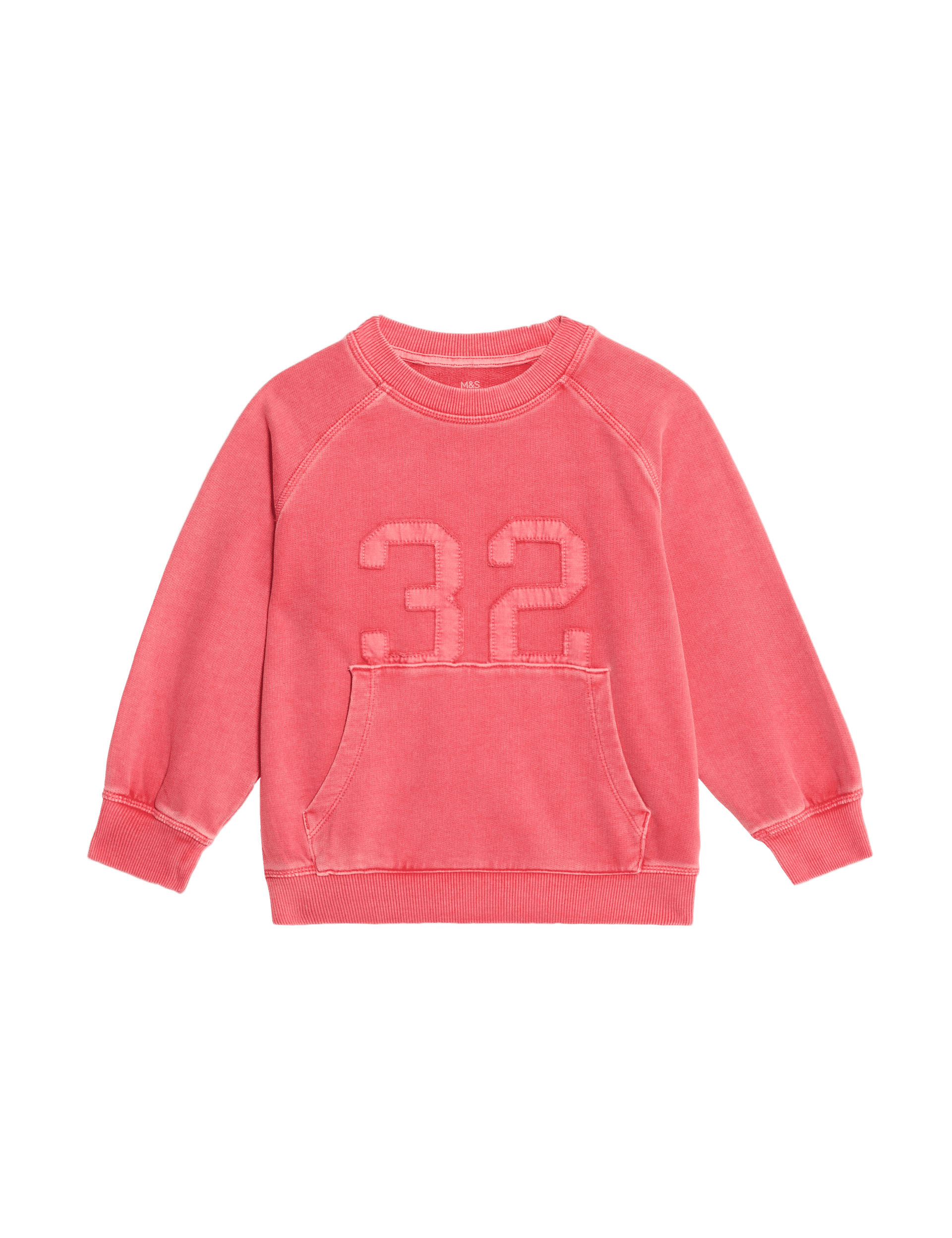 M&S Collection Boys Pure Cotton 32 Slogan Sweatshirt (2-8 Yrs) - 3-4 Y - Red, Red