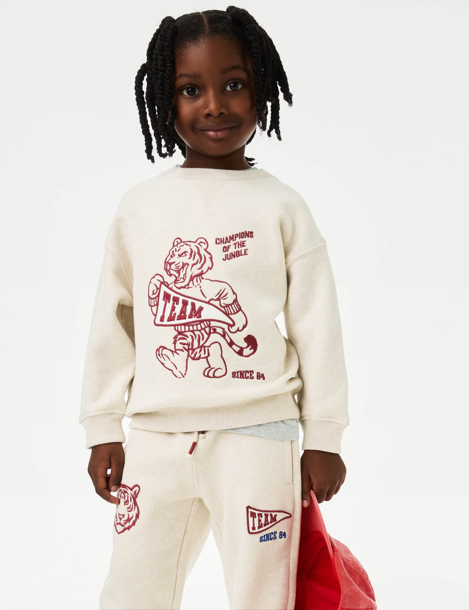 M&S Collection Boys Cotton Rich Tiger Sweatshirt (2-8 Yrs) - 3-4 Y - Oatmeal, Oatmeal