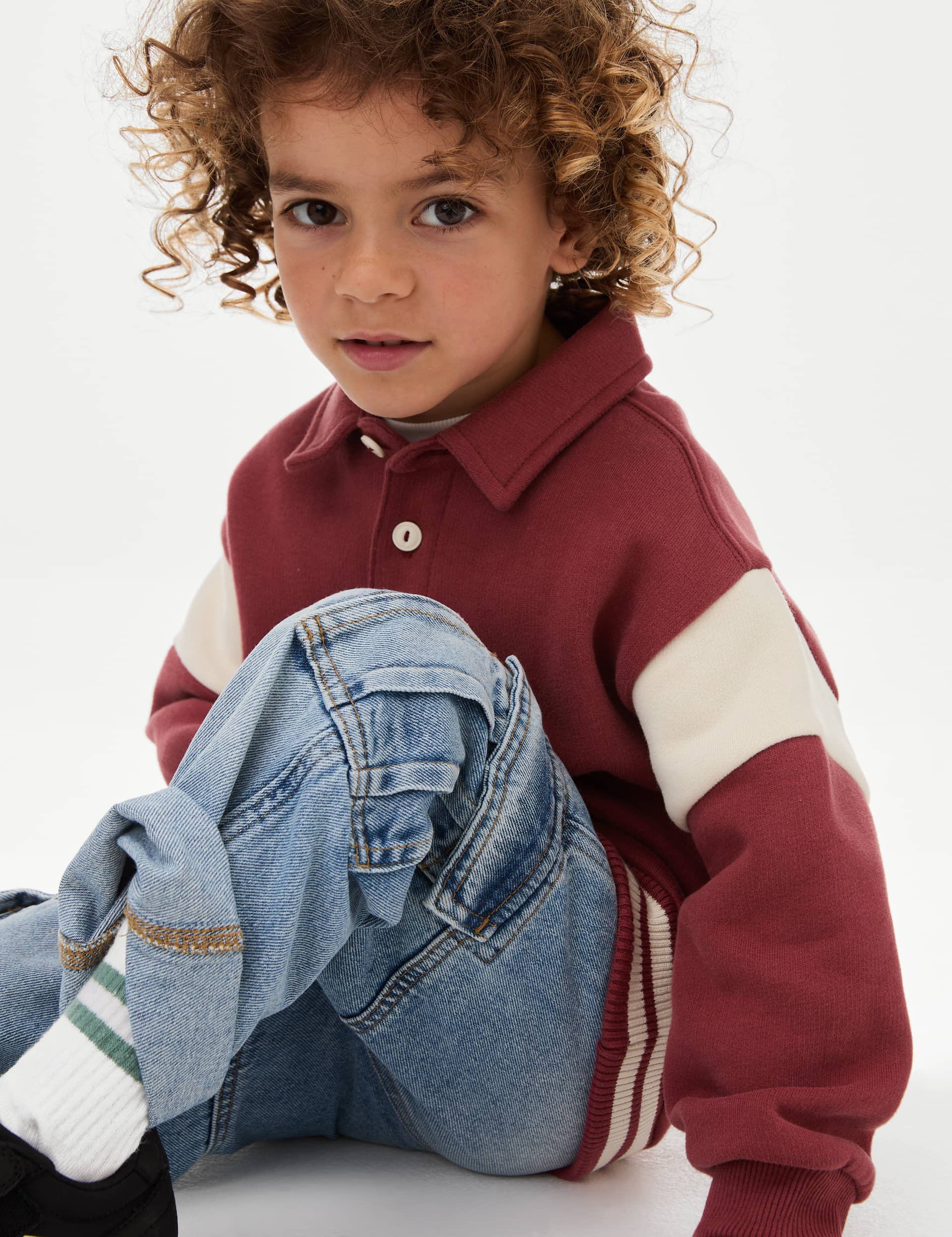 M&S Boys Cotton Rich Rugby Sweatshirt (2-8 Yrs)