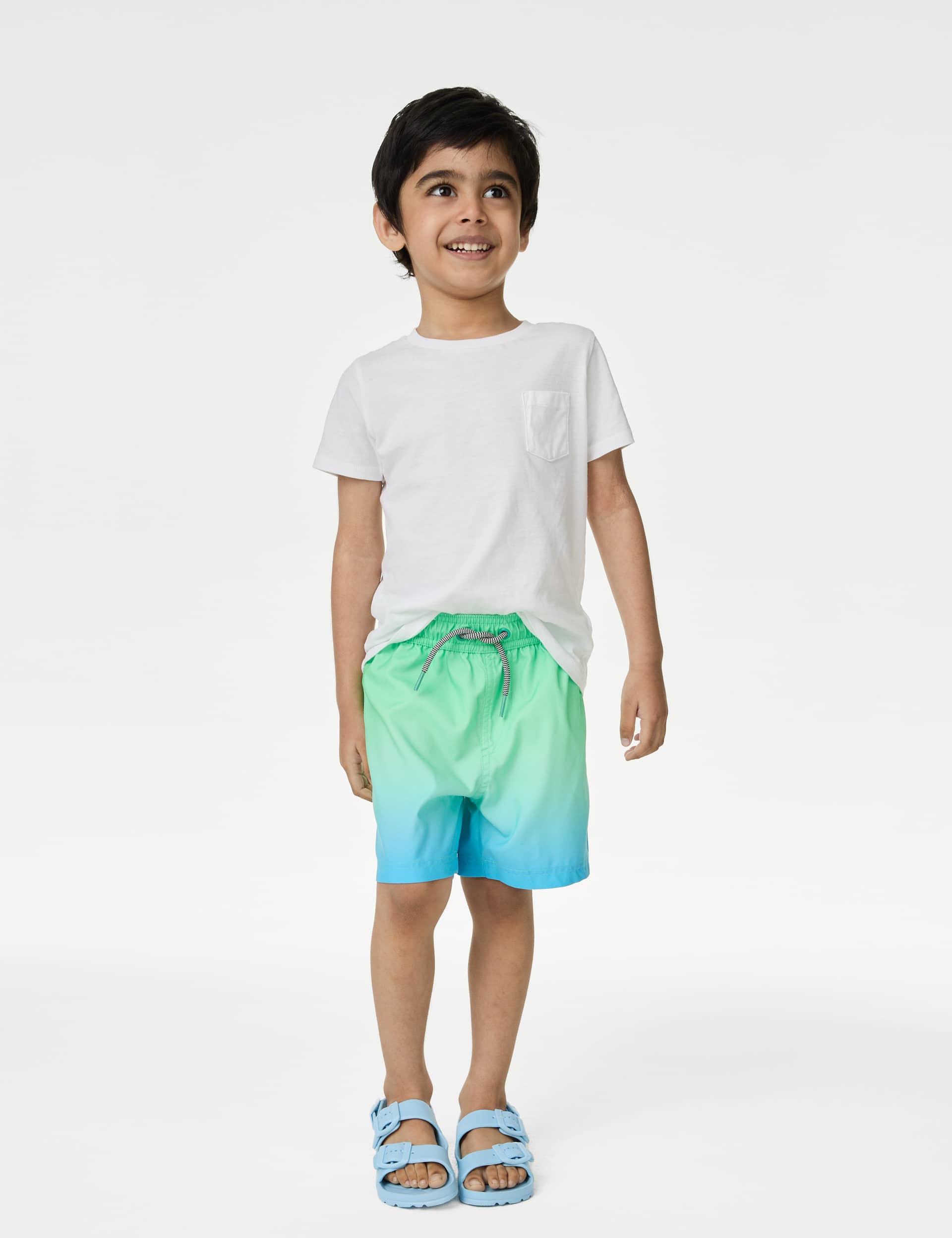 M&S Collection Boys Ombre Swim Shorts (2-8 Yrs) - 2-3 Y - Blue Mix, Orange Mix,Blue Mix