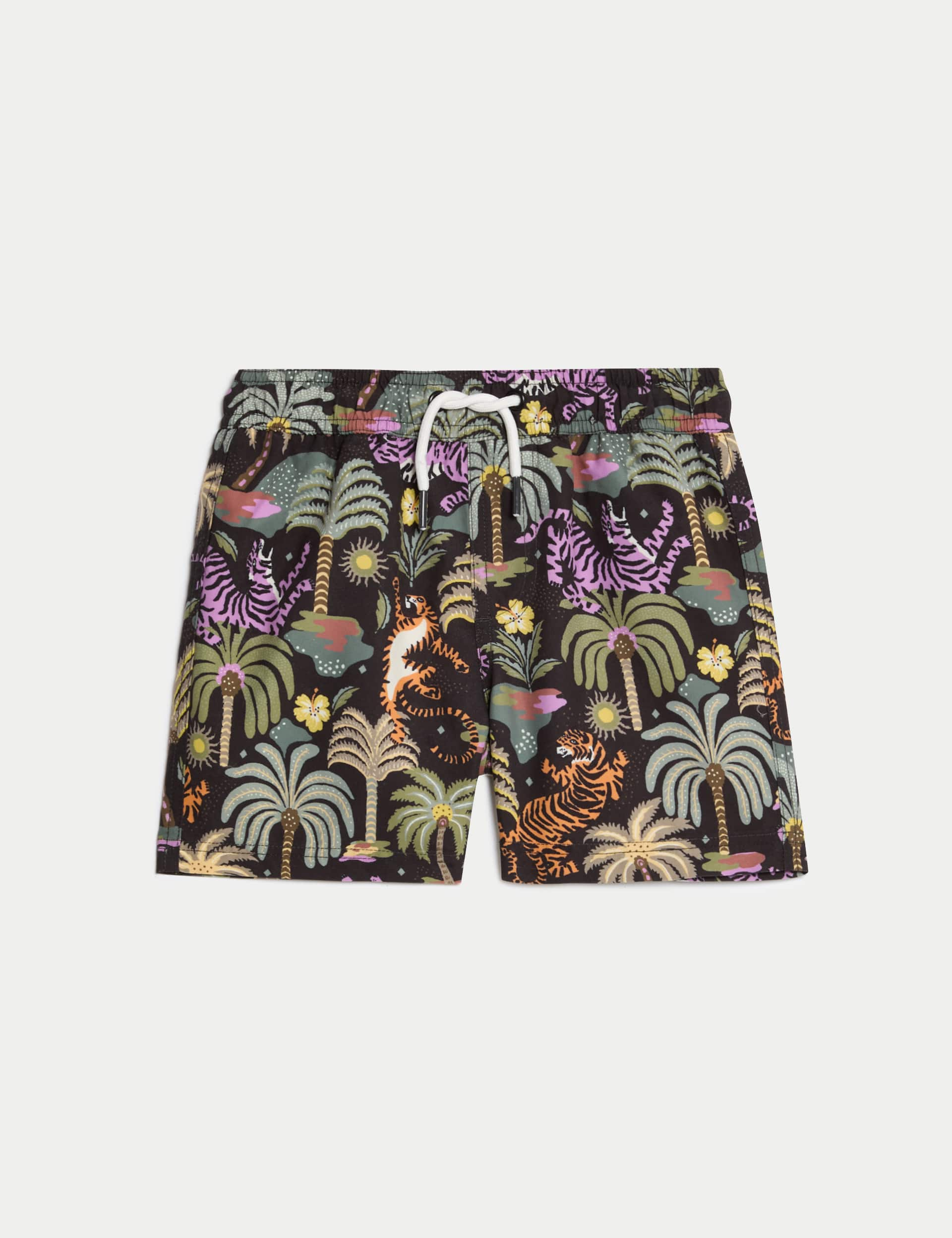 M&S Boys Tropical Print Swim Shorts (2-8 Yrs) - 3-4 Y - Carbon, Carbon