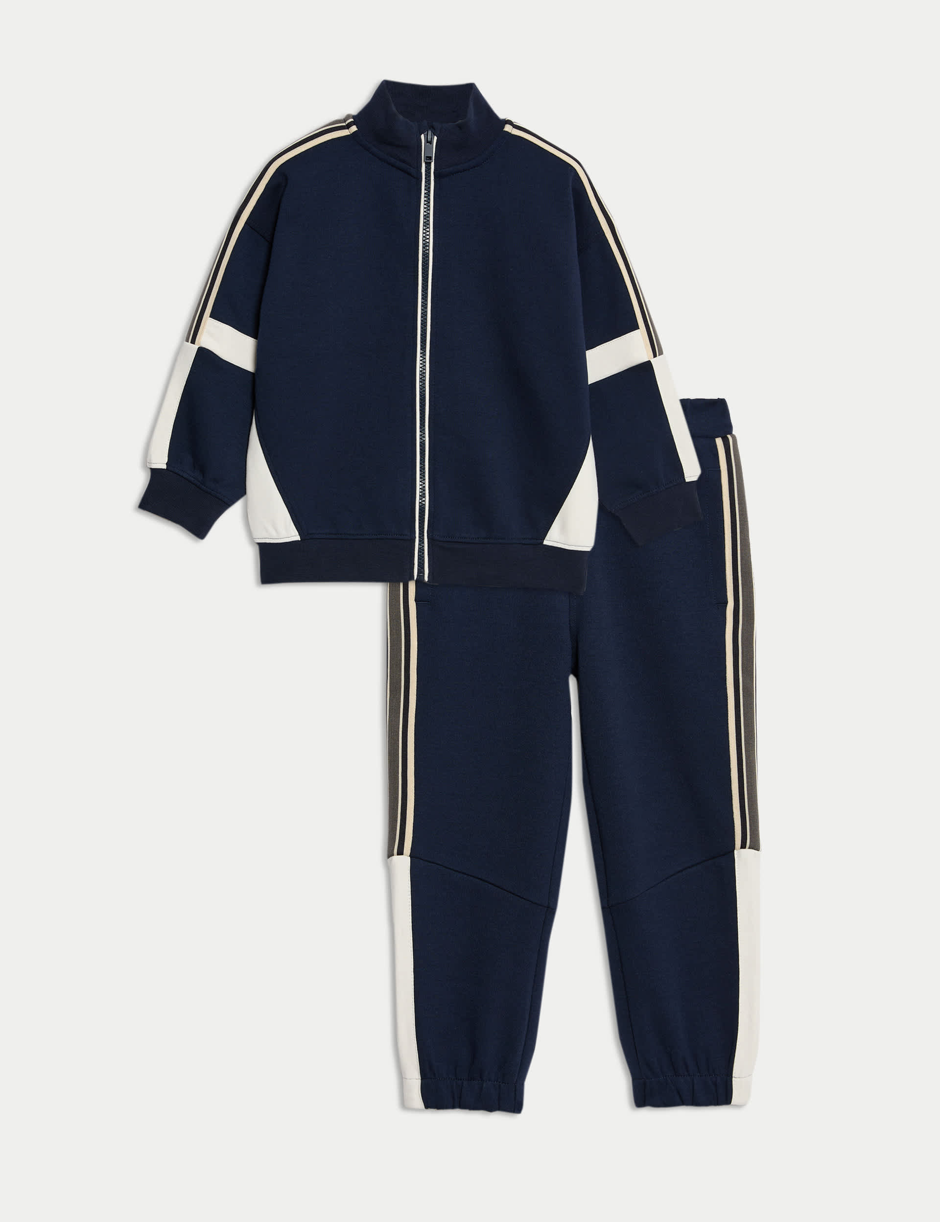 M&S Collection Boys 2pc Zip Sweatshirt and Joggers Set (2-16 Yrs) - 4-5 Y - Navy, Navy