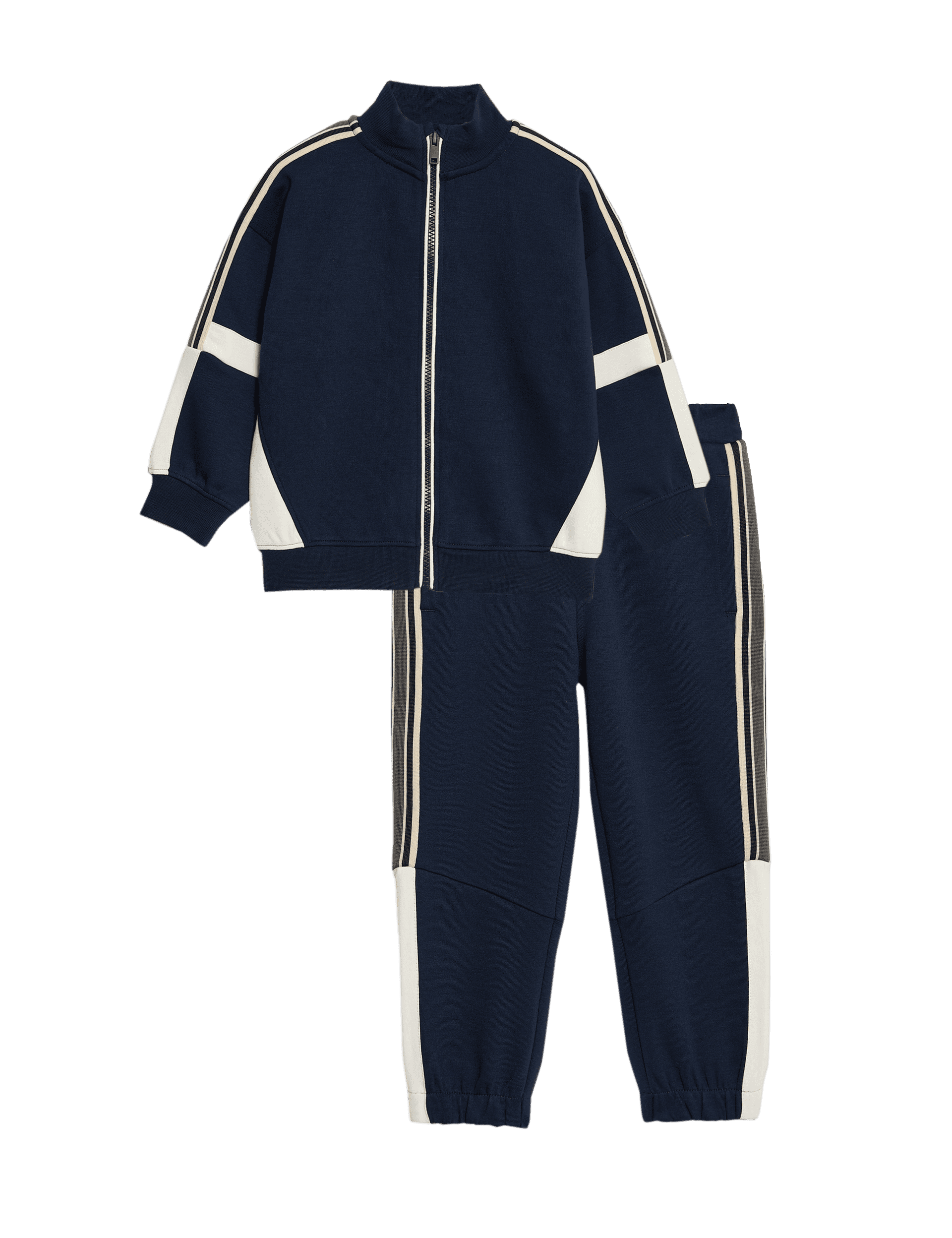 M&S Collection Boys 2pc Zip Sweatshirt and Joggers Set (2-16 Yrs) - 4-5 Y - Navy, Navy