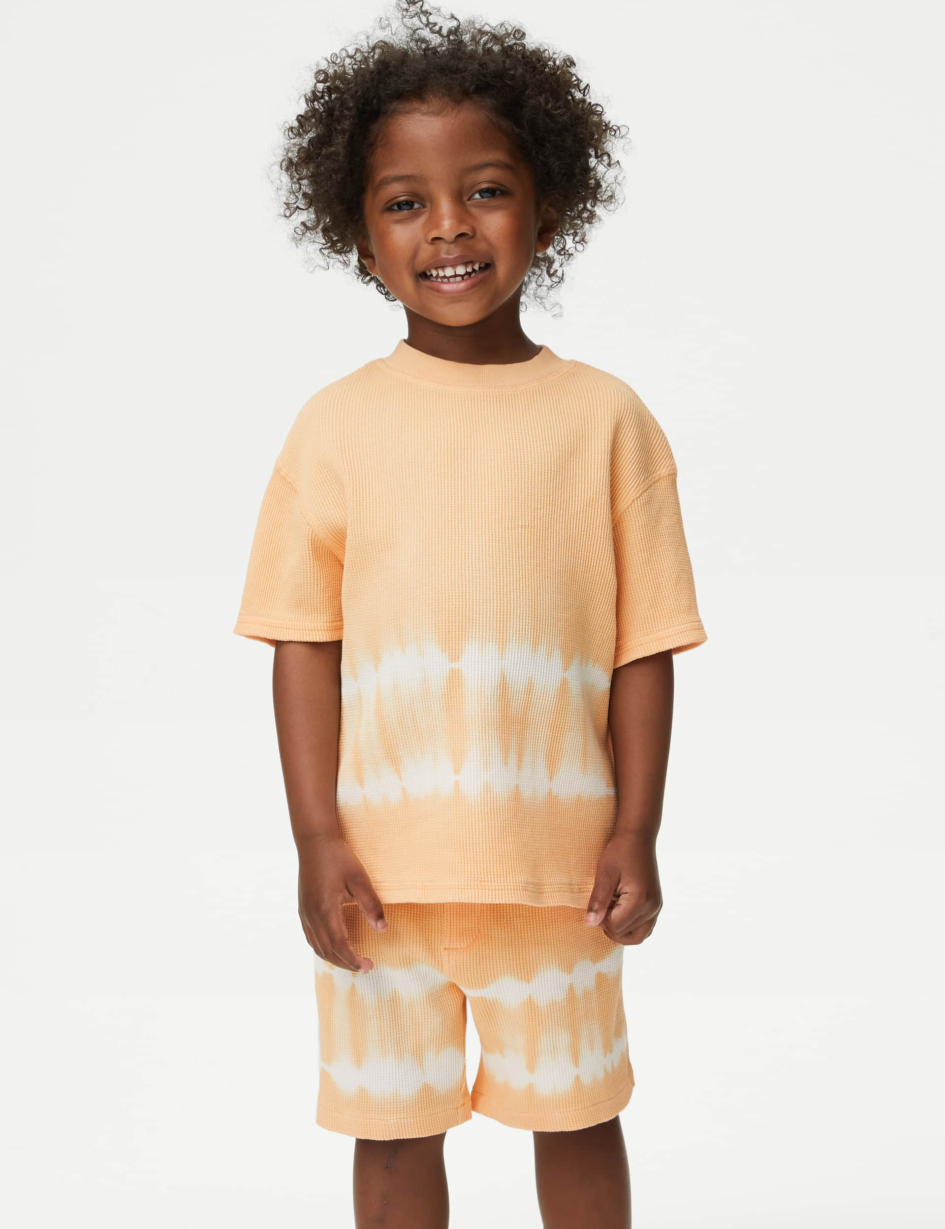 M&S Boys Pure Cotton Top & Bottom Outfit (2-8 Yrs) - 3-4 Y - Orange, Orange