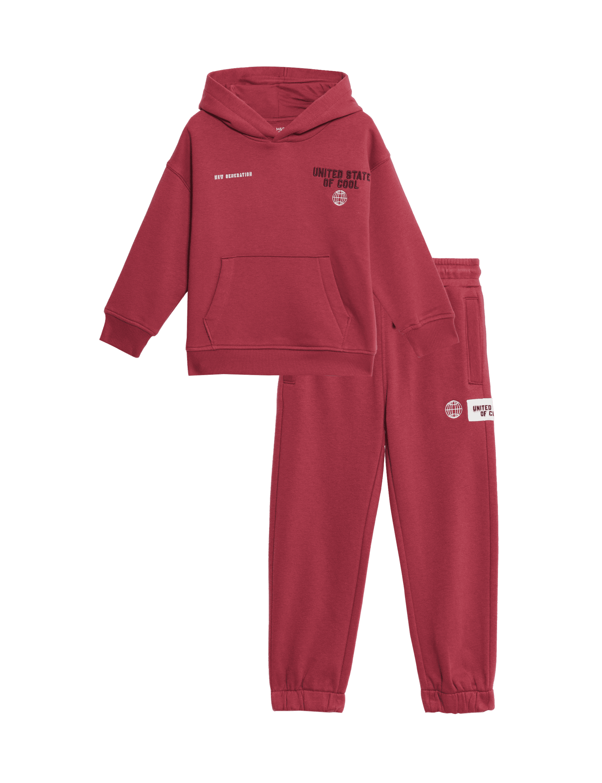 M&S Collection Boys 2pc Cotton Rich Graphic Hoodie Outfit (2-8 Yrs) - 3-4 Y - Red, Red