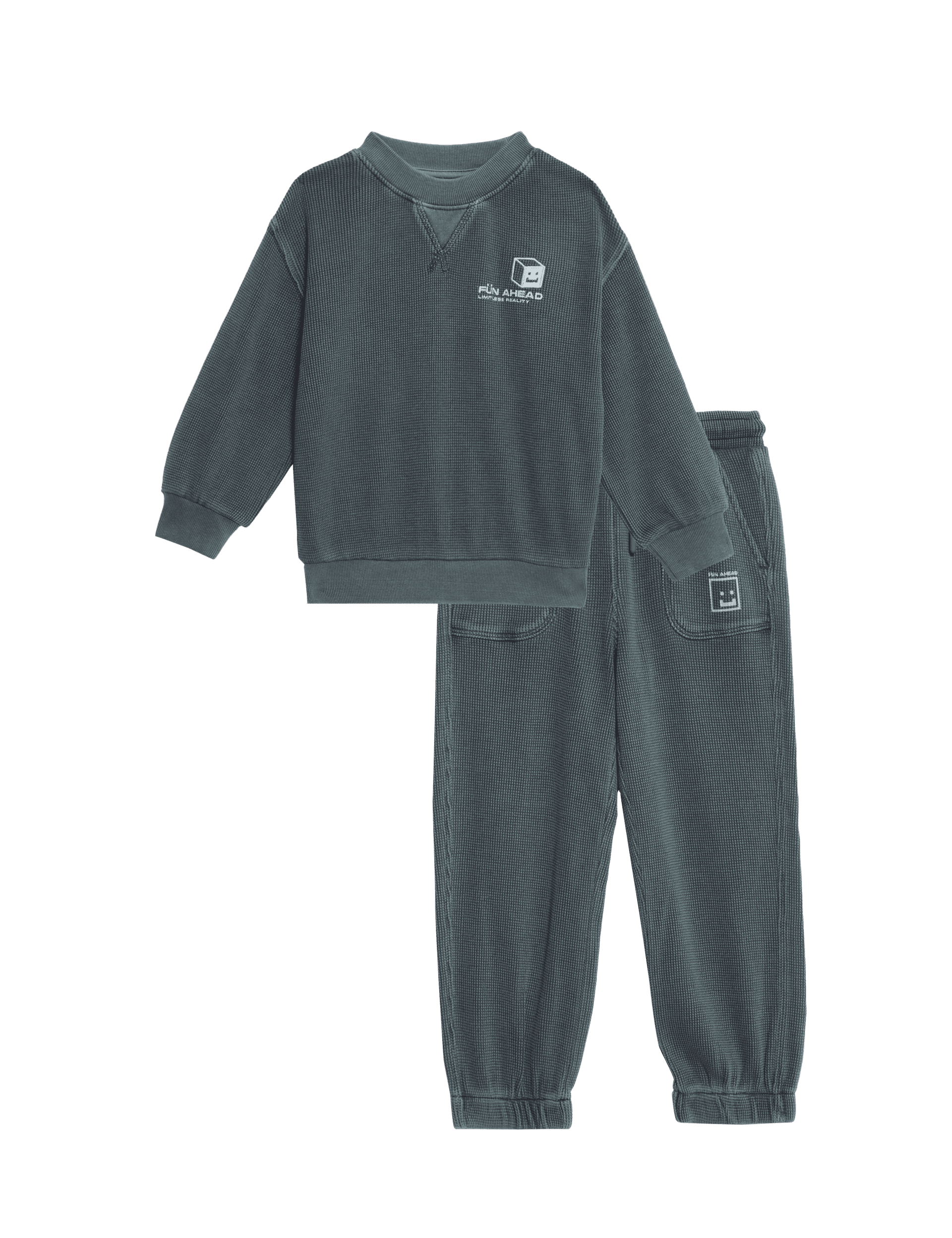 M&S Collection Boys 2pc Pure Cotton Waffle Top & Bottom Outfit (6 Mths-15 Yrs) - 3-4 Y - Carbon, Car