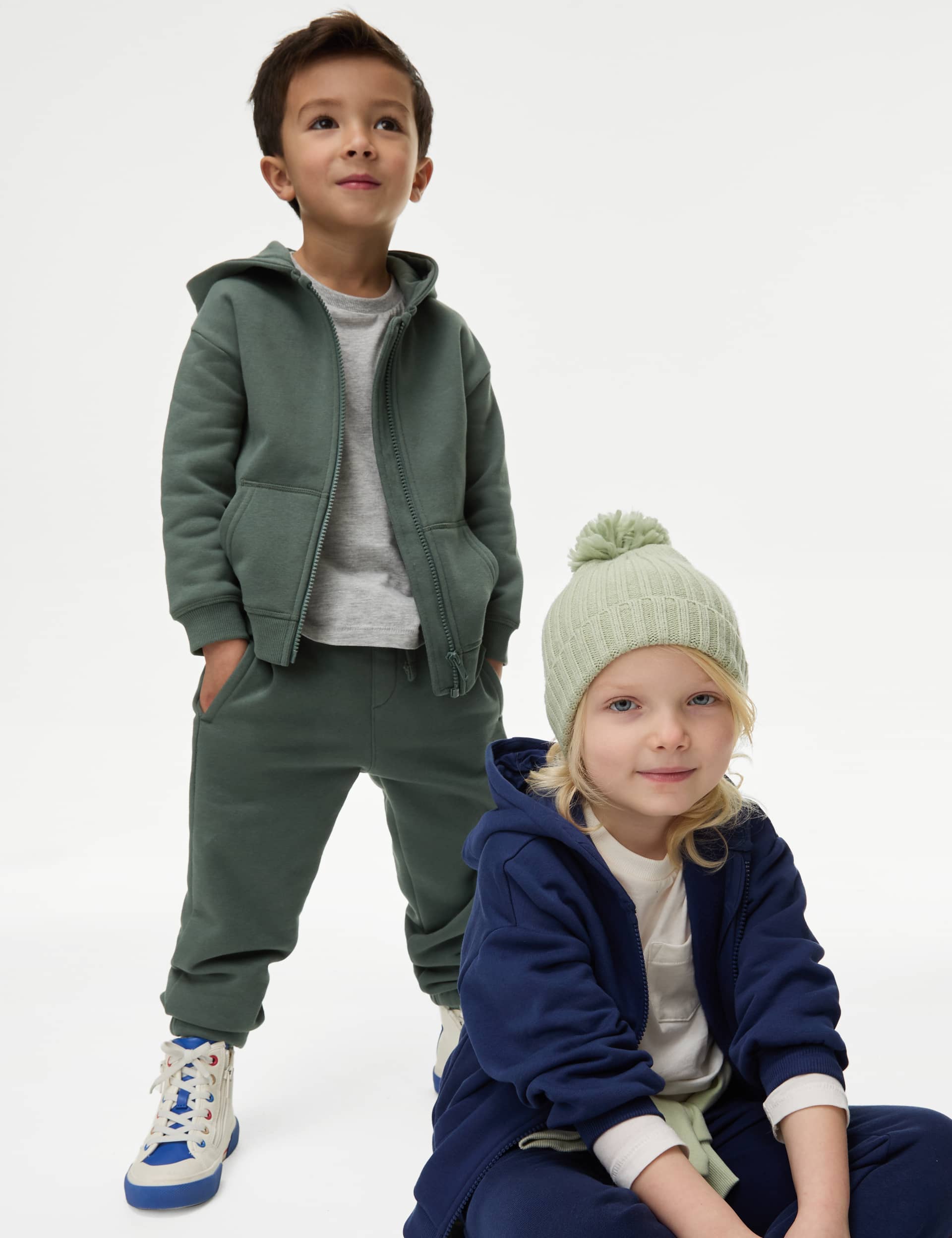 M&S Cotton Rich Joggers (2-8 Yrs) - 5-6 Y - Dark Sage, Pearl Grey,Deep Red,Lilac,Toffee,Dark Sage,Bu