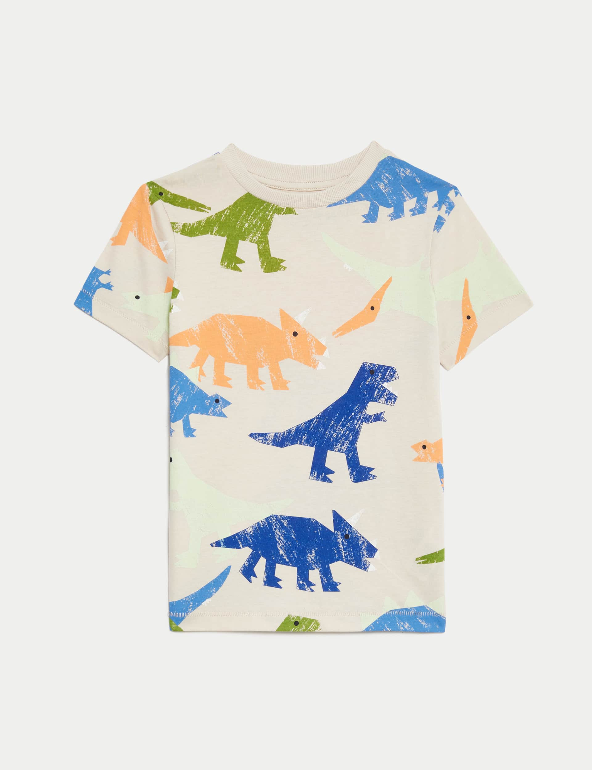 M&S Boys Pure Cotton Dinosaur T-Shirt (2-8 Yrs) - 5-6 Y - Multi, Multi