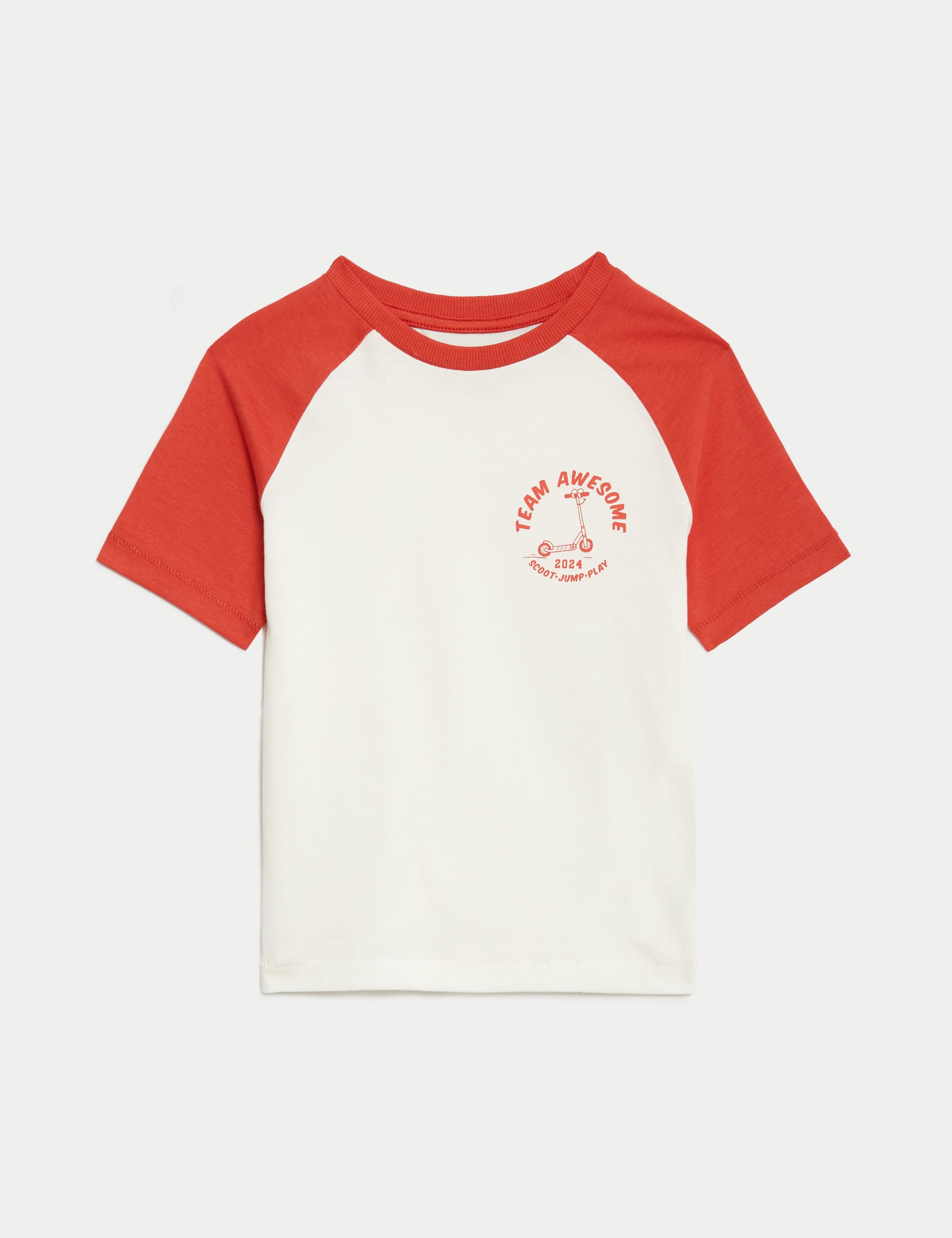 M&S Boys Pure Cotton Scooter T-Shirt (2-8 Yrs) - 3-4 Y - Red Mix, Red Mix