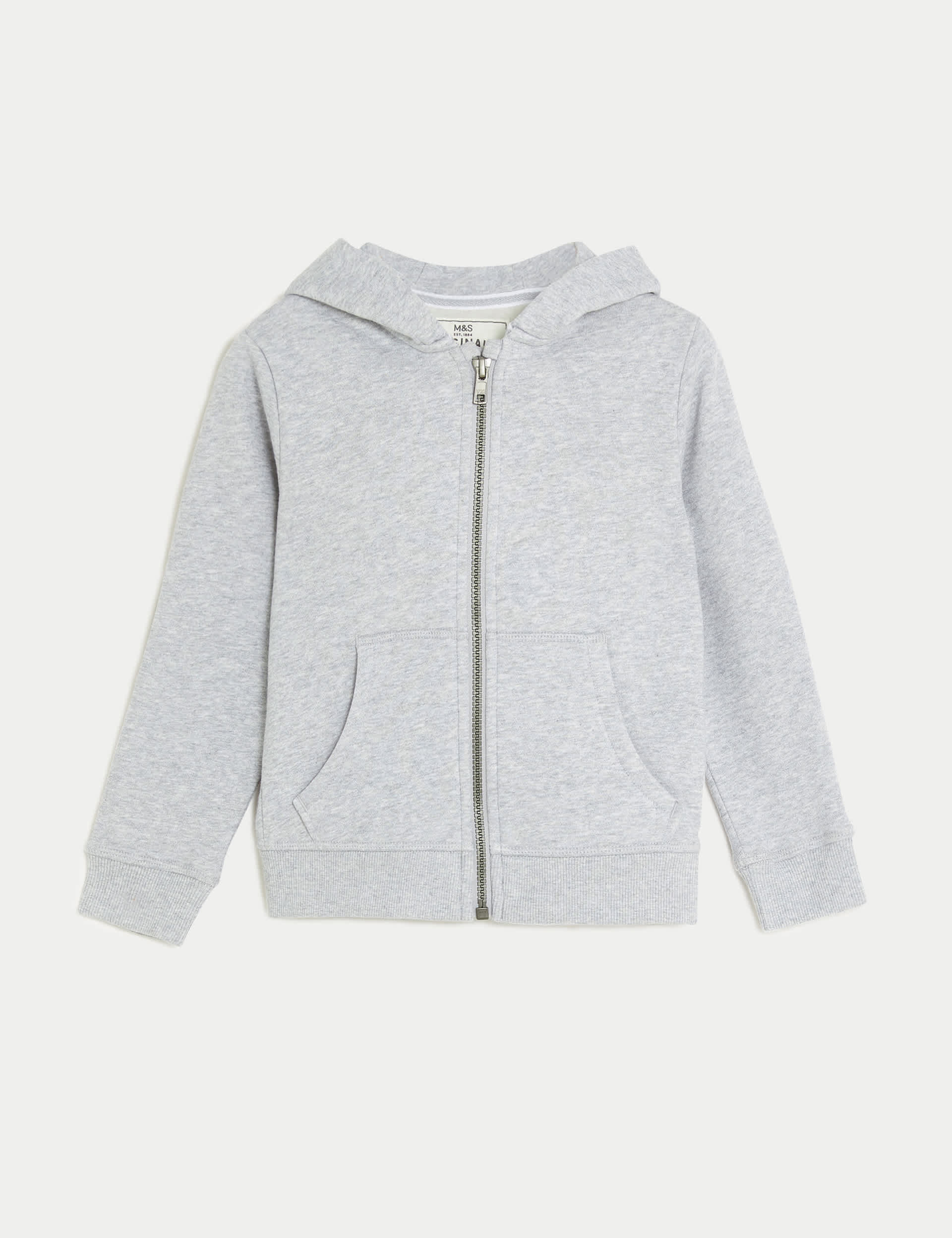 M&S Collection Boys Cotton Rich Plain Hoodie (2-7 Yrs) - 2-3 Y - Grey, Grey