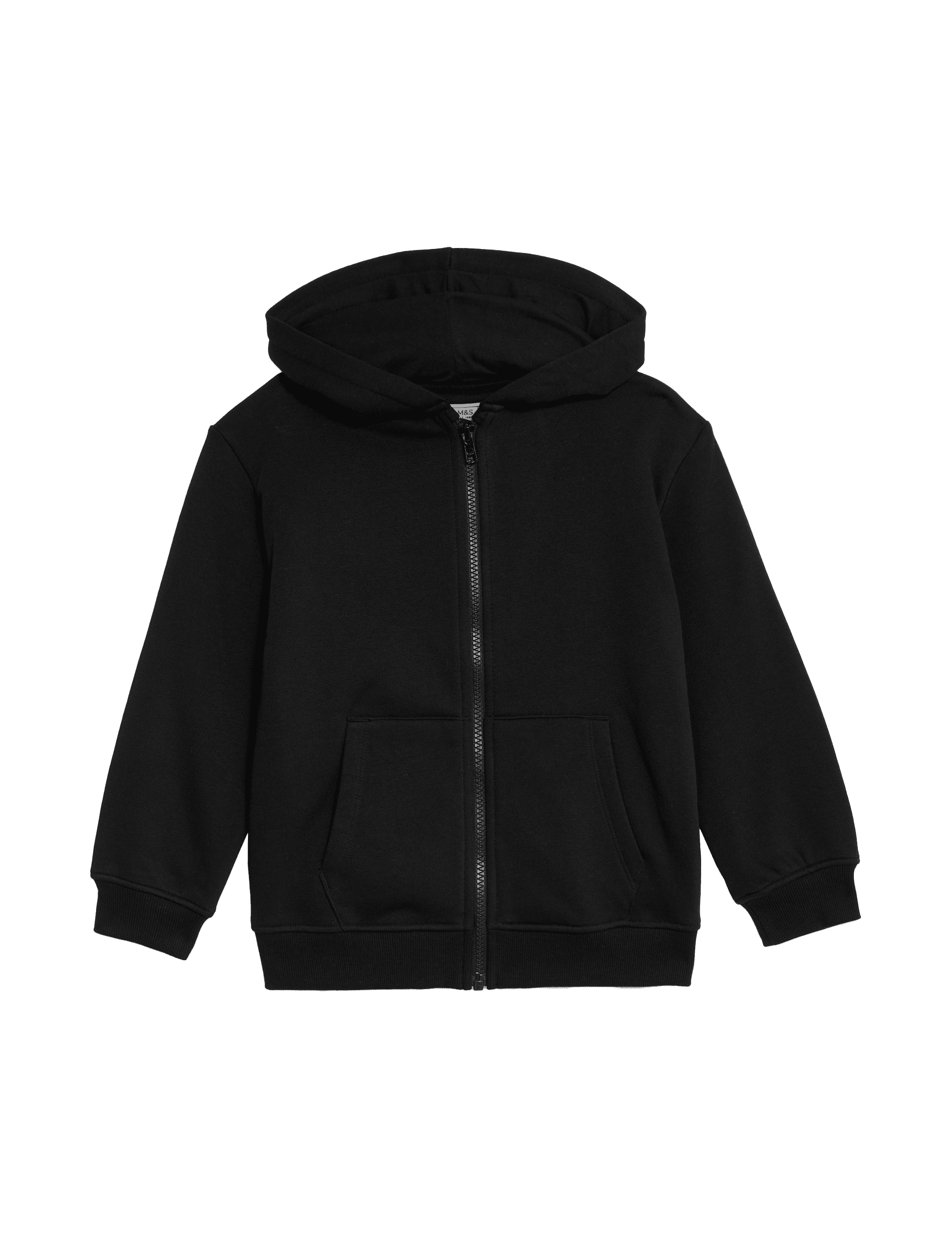 M&S Collection Boys Cotton Rich Zip Hoodie (2-8 Yrs) - 2-3 Y - Black, Black