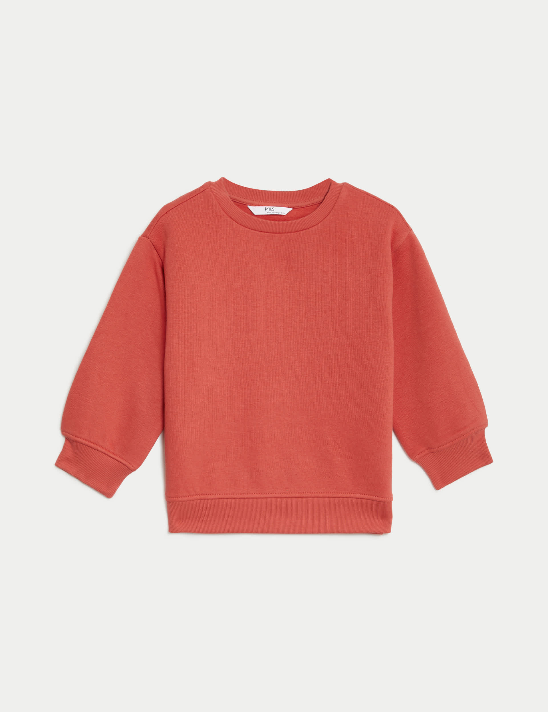 M&S Boys Cotton Rich Plain Sweatshirt (2-8 Yrs) - 2-3 Y - Red, Red