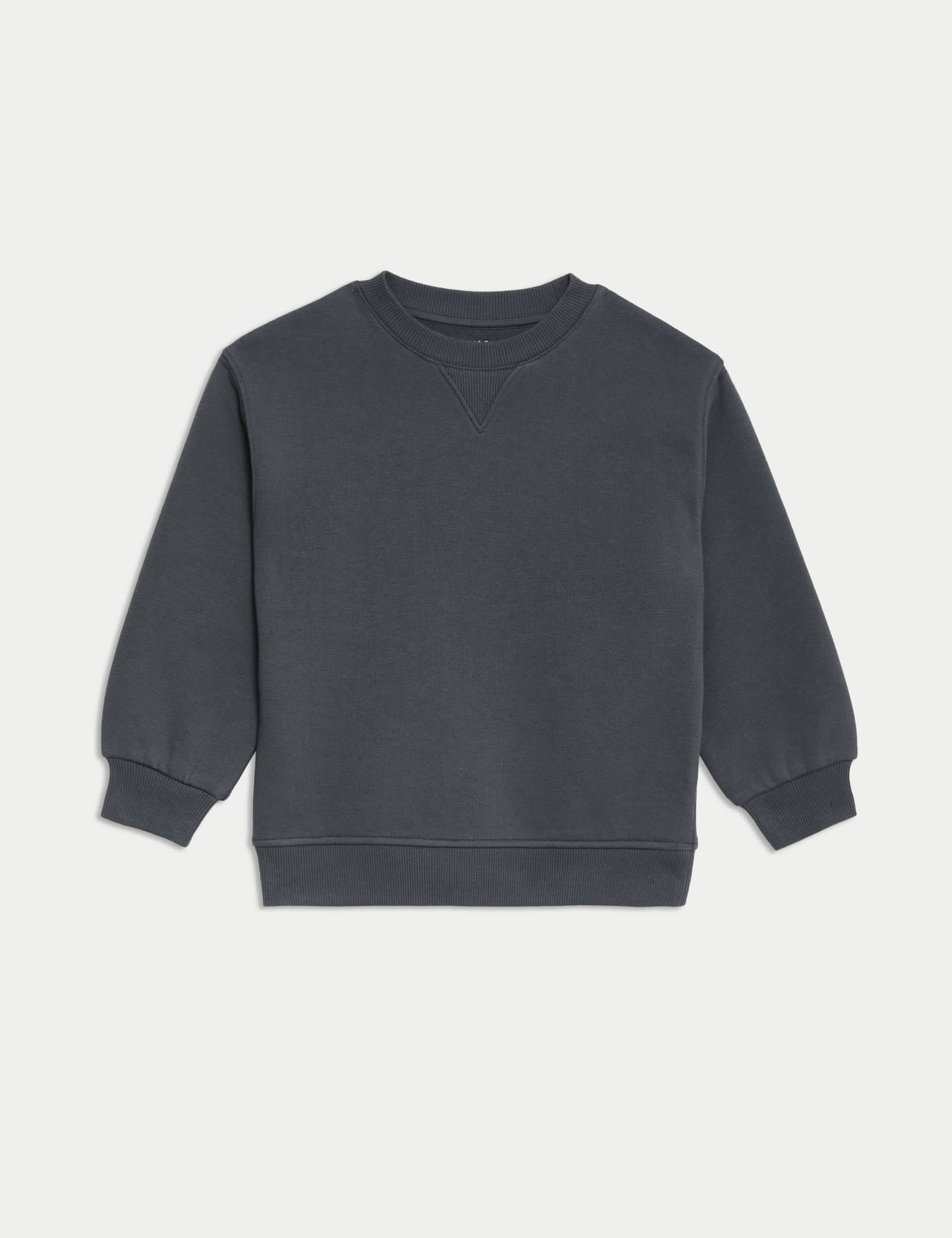 M&S Cotton Rich Plain Sweatshirt (2-8 Yrs) - 4-5 Y - Dark Grey, Dark Grey