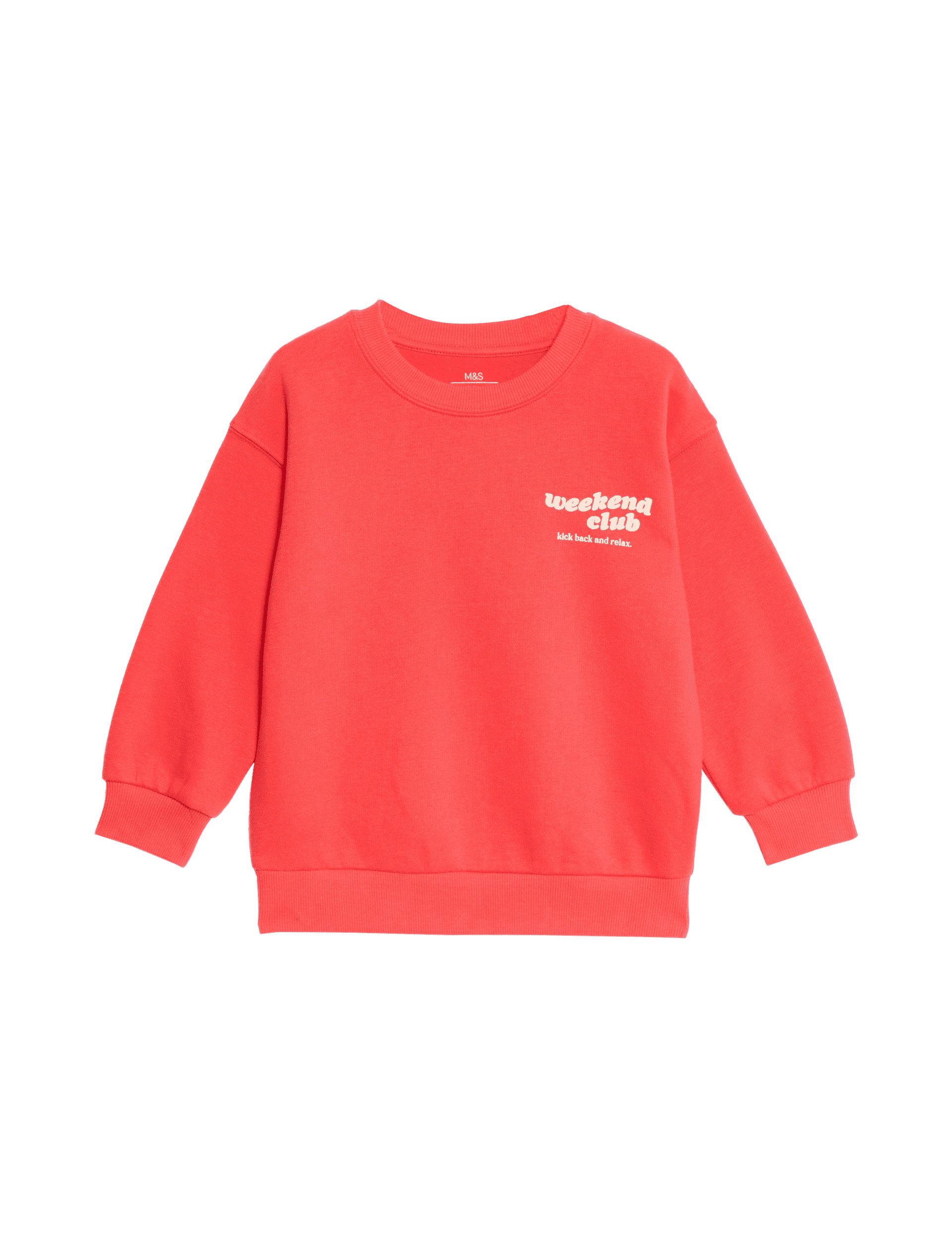 M&S Collection Boys Cotton Rich Slogan Sweatshirt (2-8 Yrs) - 3-4 Y - Red, Red