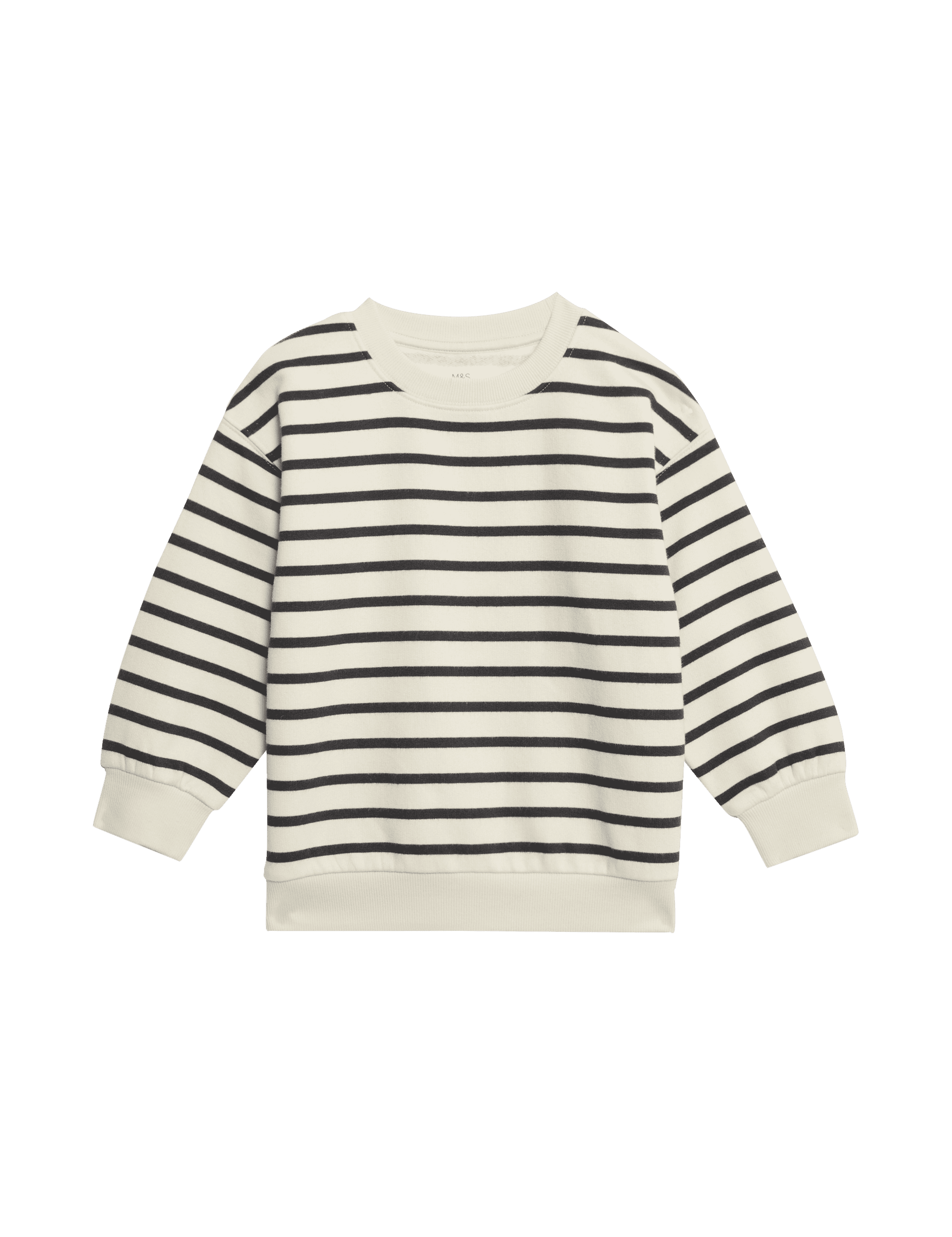 M&S Collection Boys Cotton Rich Striped Sweatshirt (2-8 Yrs) - 3-4 Y - Black/White, Black/White