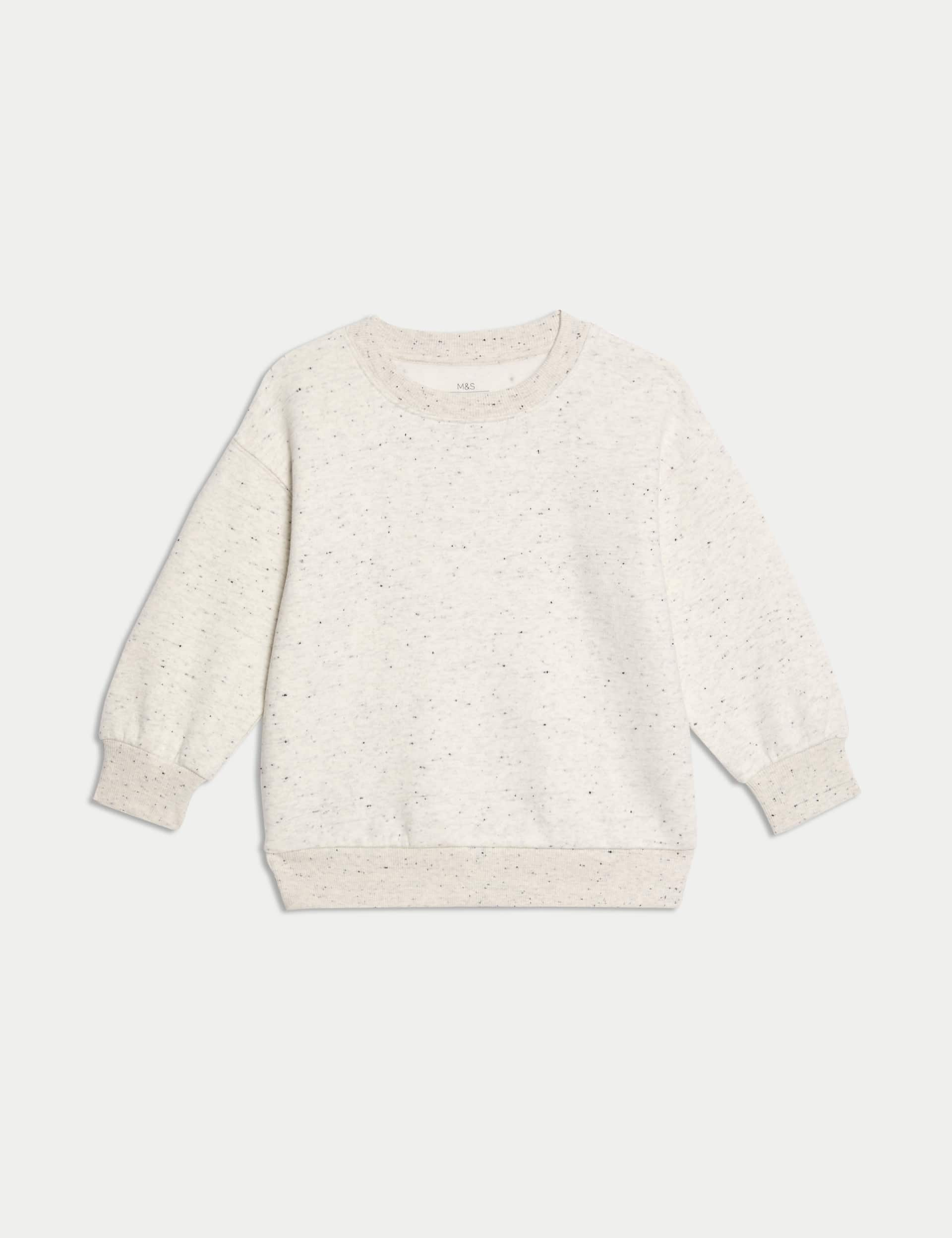 M&S Collection Boys Cotton Rich Neppy Sweatshirt (2-8 Yrs) - 3-4 Y - Cream, Cream