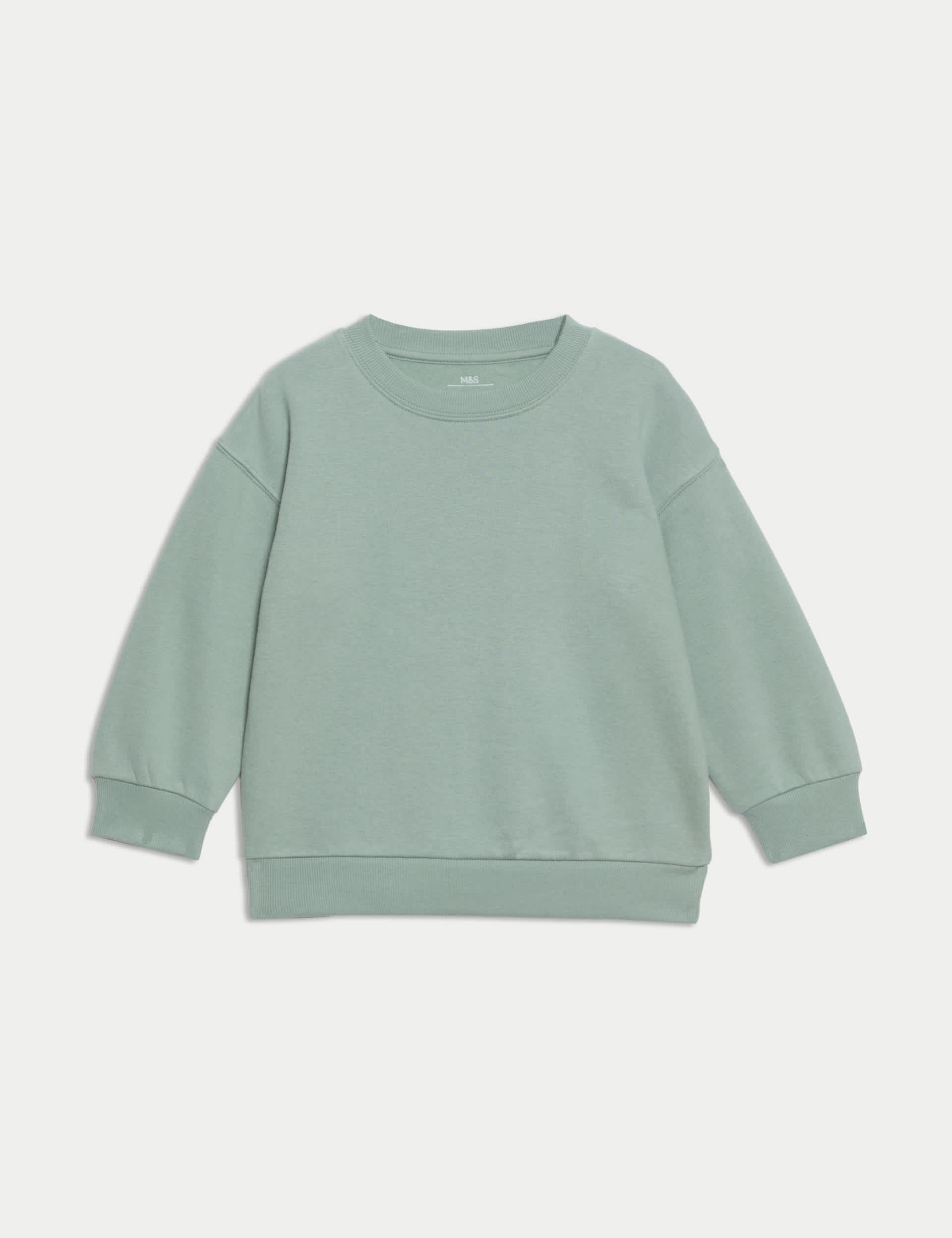 M&S Collection Boys Cotton Rich Plain Sweatshirt (2-8 Yrs) - 3-4 Y - Light Green, Light Green