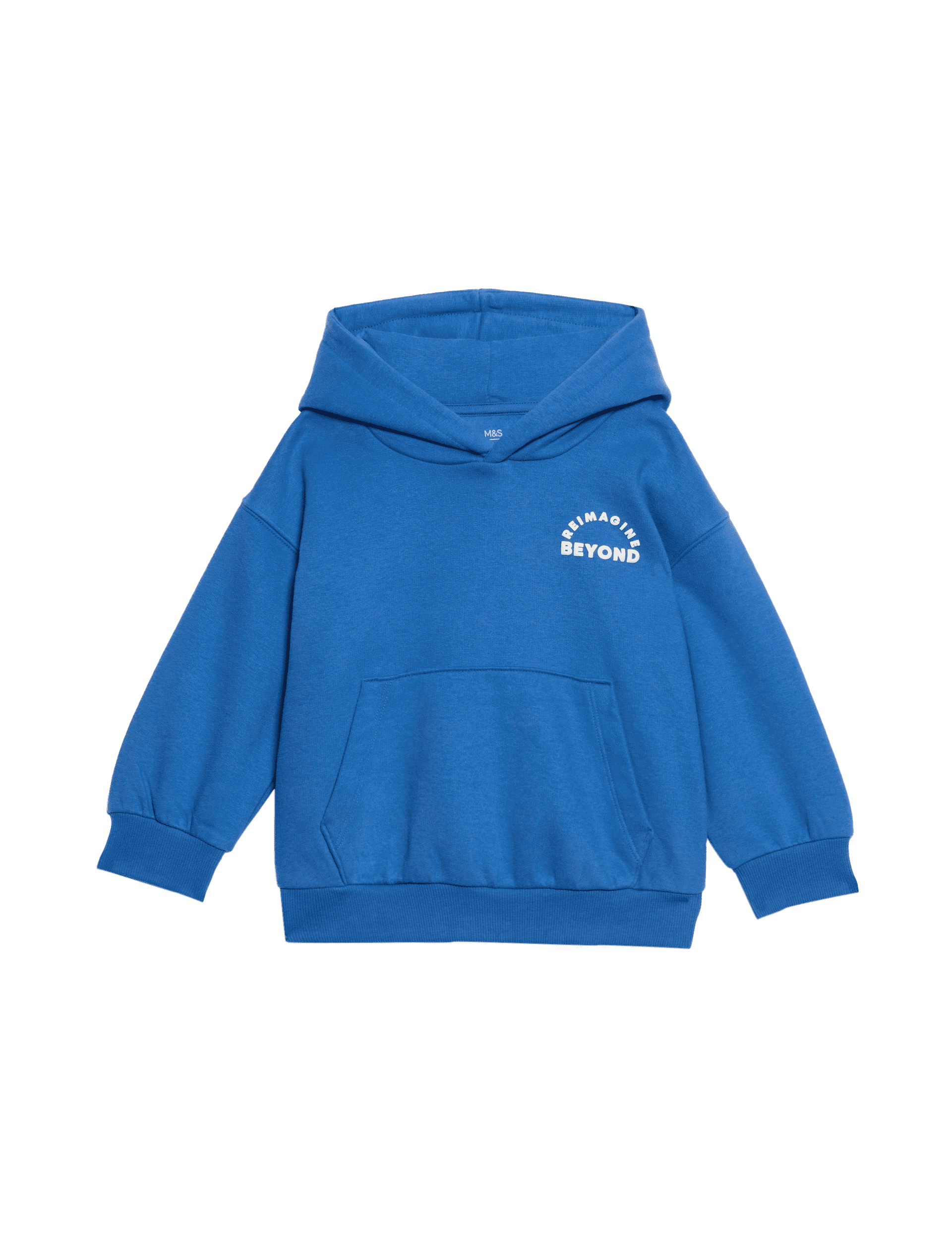 M&S Collection Boys Cotton Rich Slogan Hoodie (2-8 Yrs) - 3-4 Y - Blue, Blue