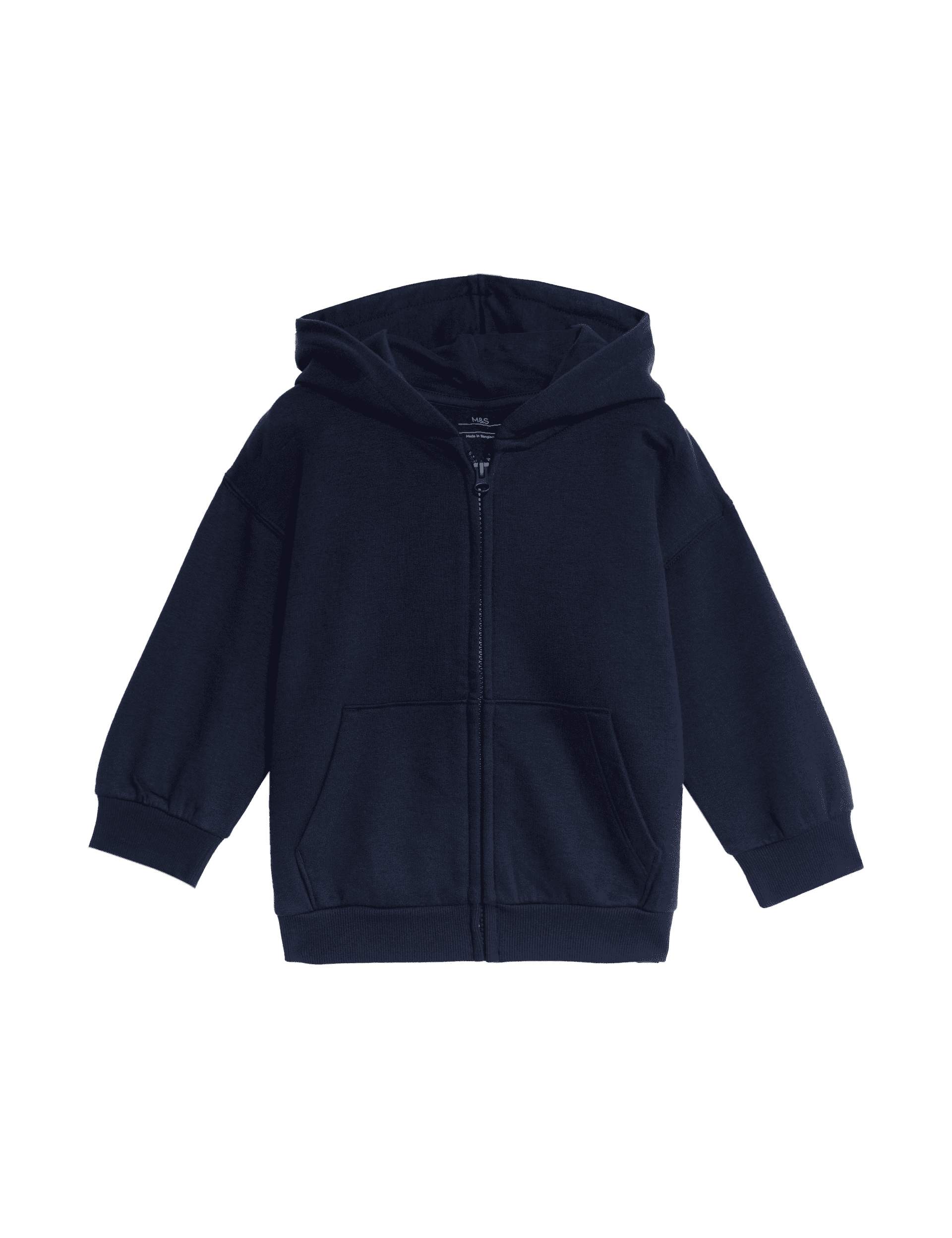 M&S Collection Boys Cotton Rich Zip Hoodie (2-8 Yrs) - 4-5 Y - Navy, Navy,Black