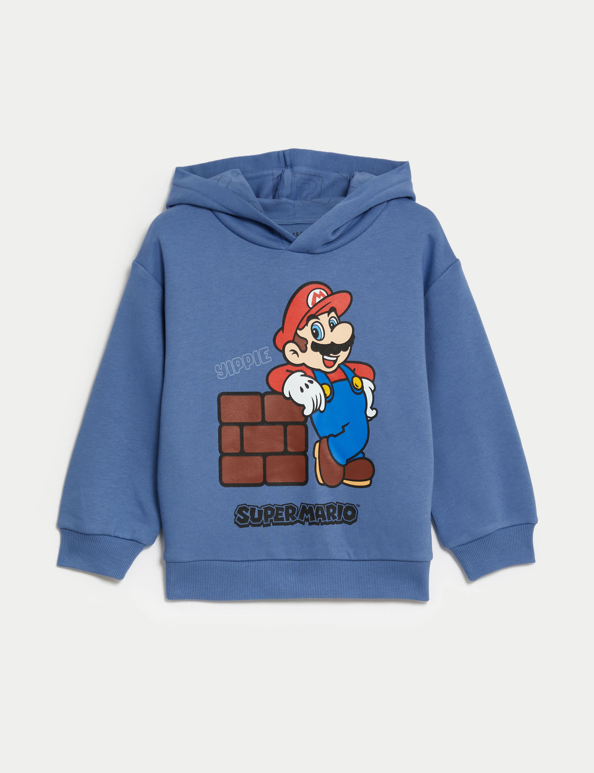 M&S Cotton Rich Super Mario Hoodie (2-8 Yrs) - 5-6 Y - Blue, Blue