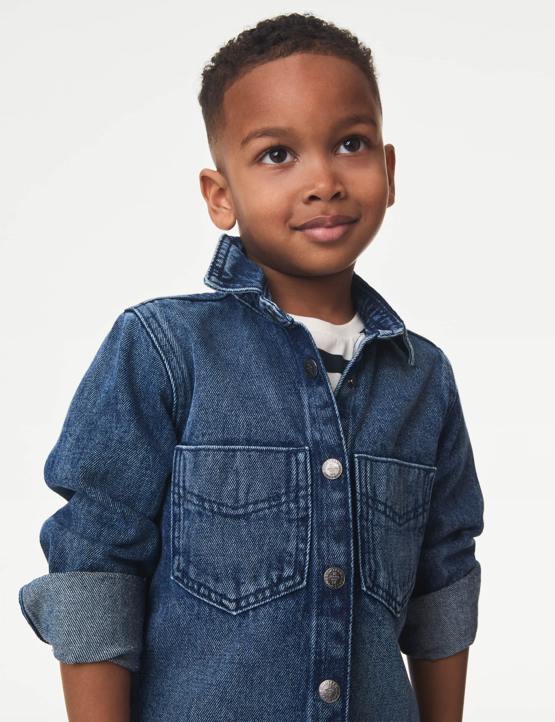 M&S Boys 2pc Denim Shirt and T-Shirt Set (2-8 Yrs) - 6-7 Y, Denim