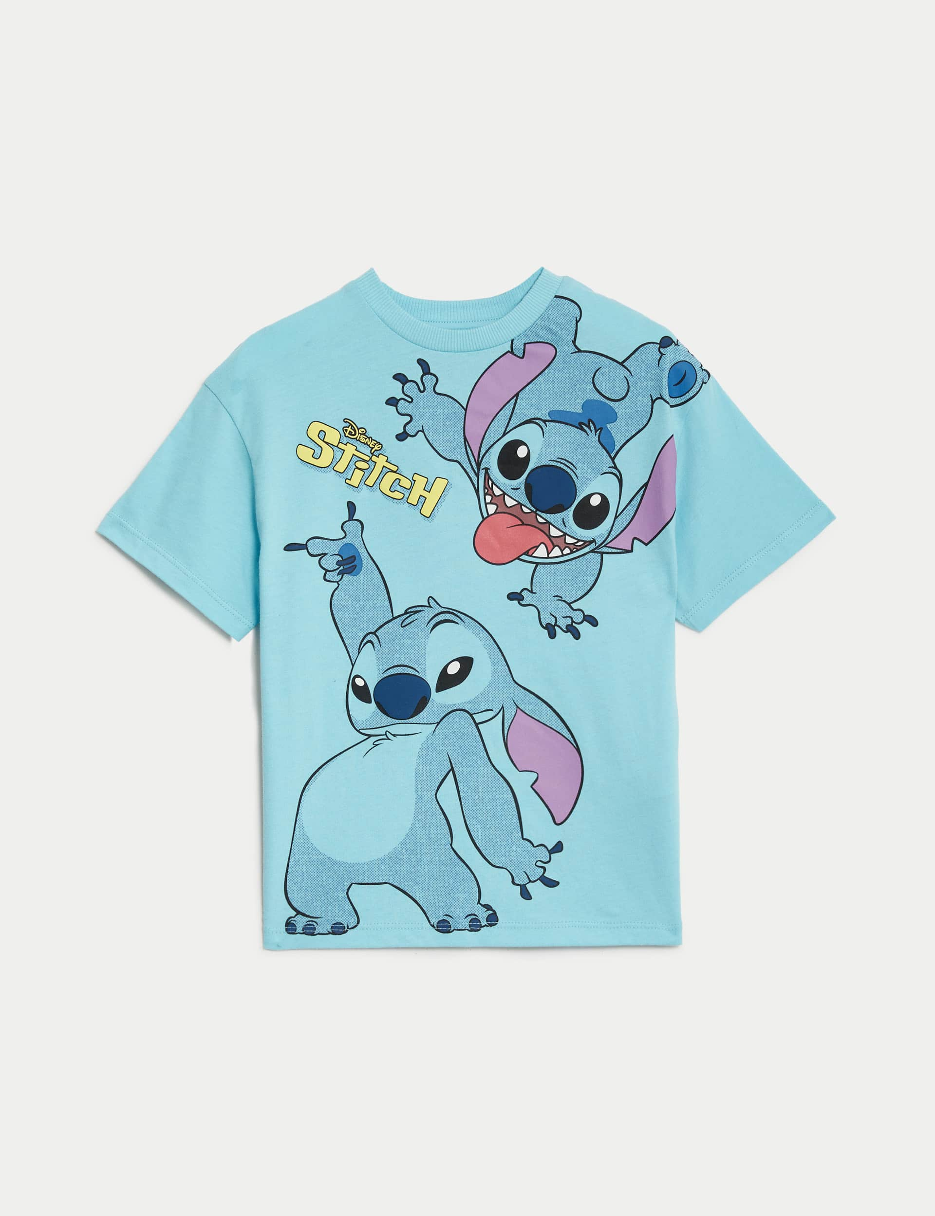 M&S Boys Pure Cotton Lilo & Stitch T-Shirt (2-8 Yrs) - 4-5 Y - Blue, Blue