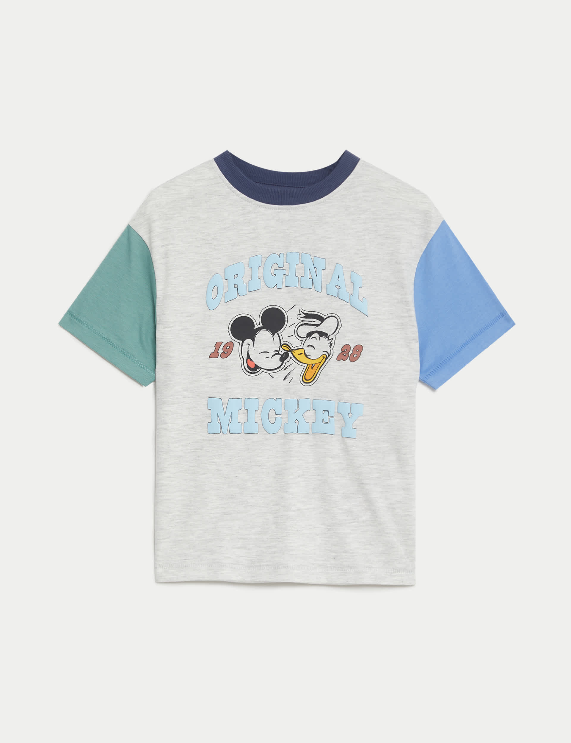 M&S Boys Cotton Rich Mickey T-Shirt (2-8 Yrs) - 6-7 Y - Grey Mix, Grey Mix