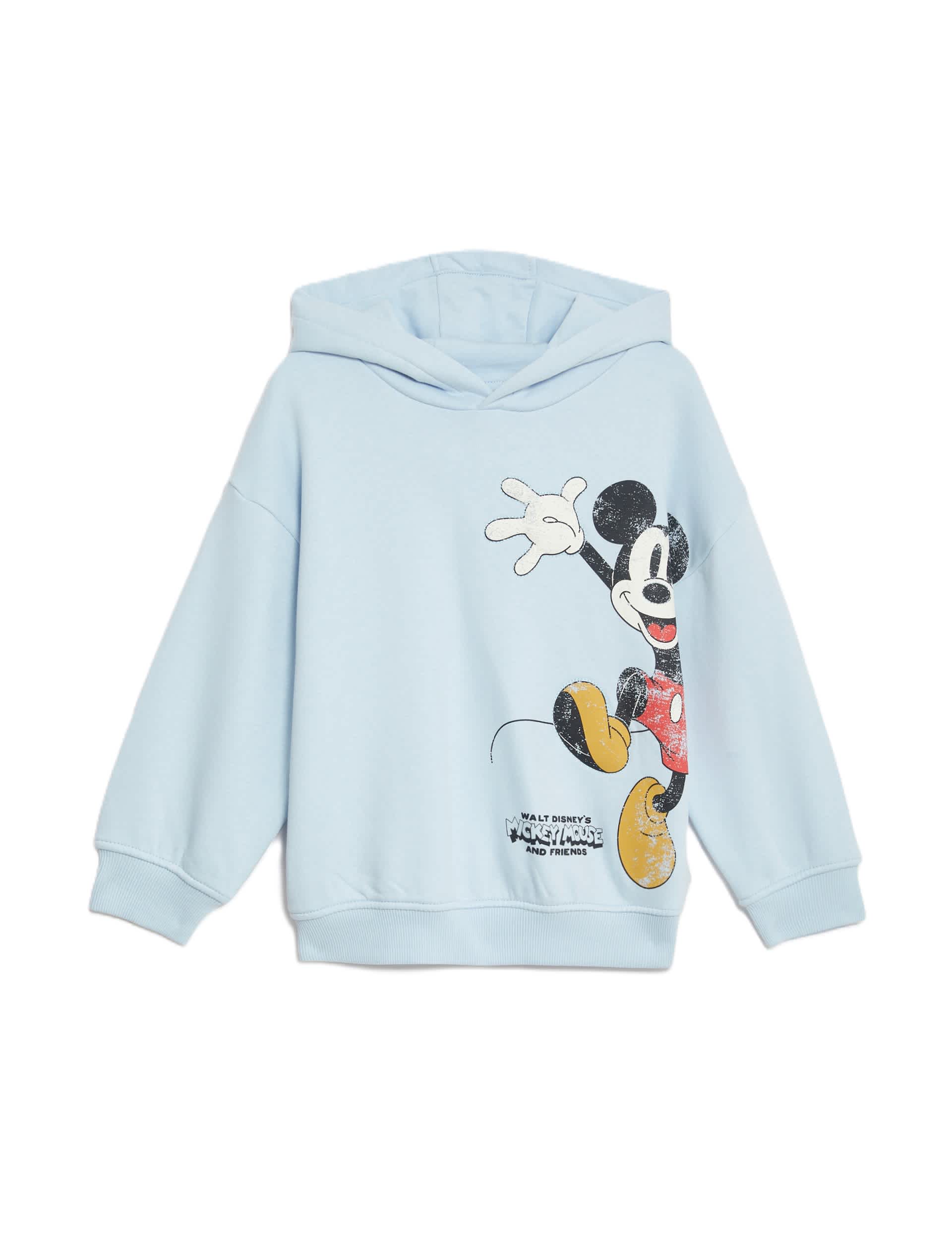 M&S Boys Cotton Rich Mickey Hoodie (2-8 Yrs) - 4-5 Y - Light Blue, Light Blue