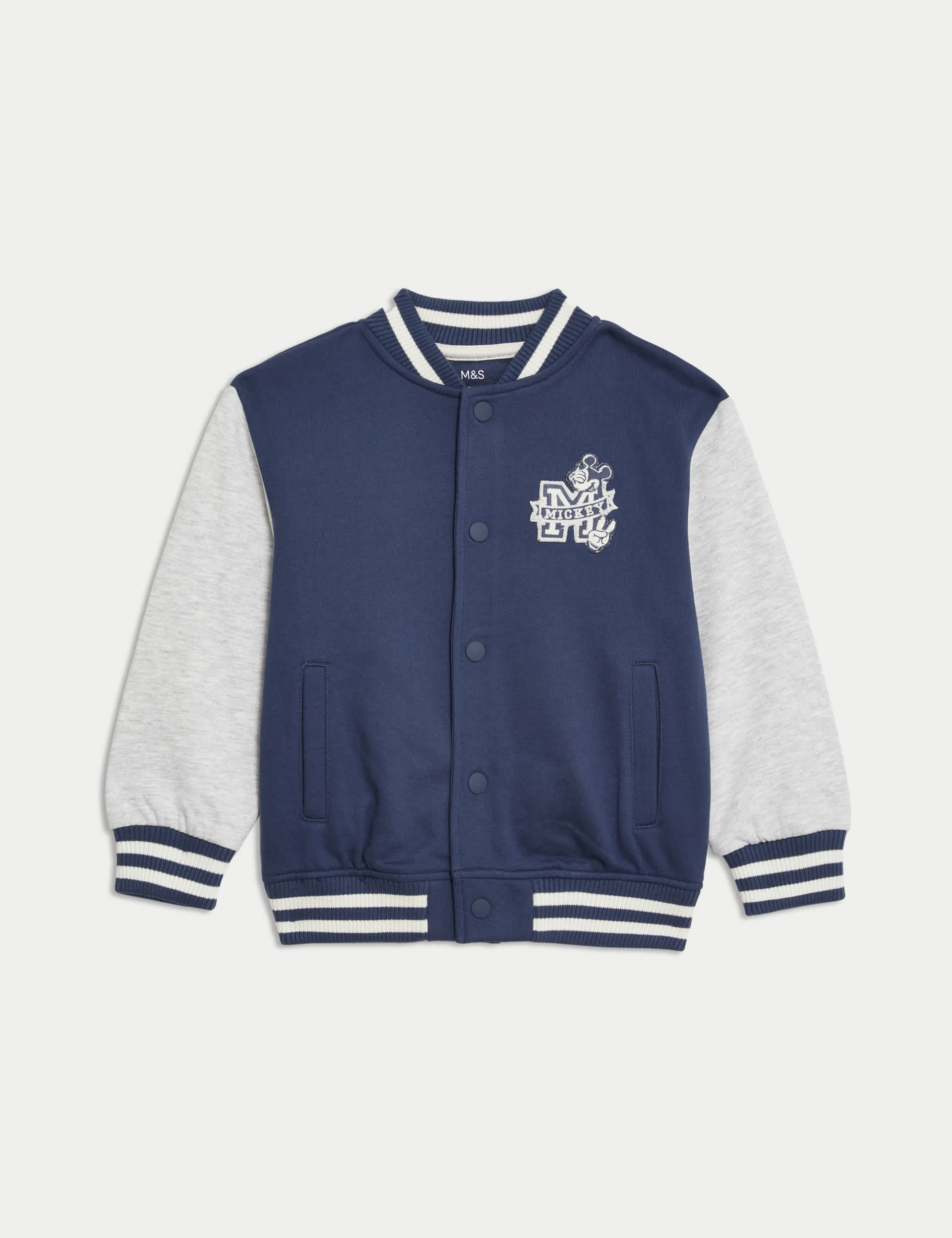 M&S Boys Cotton Rich Mickey Mouse Bomber (2-8 Yrs) - 4-5 Y - Air Force Blue, Air Force Blue