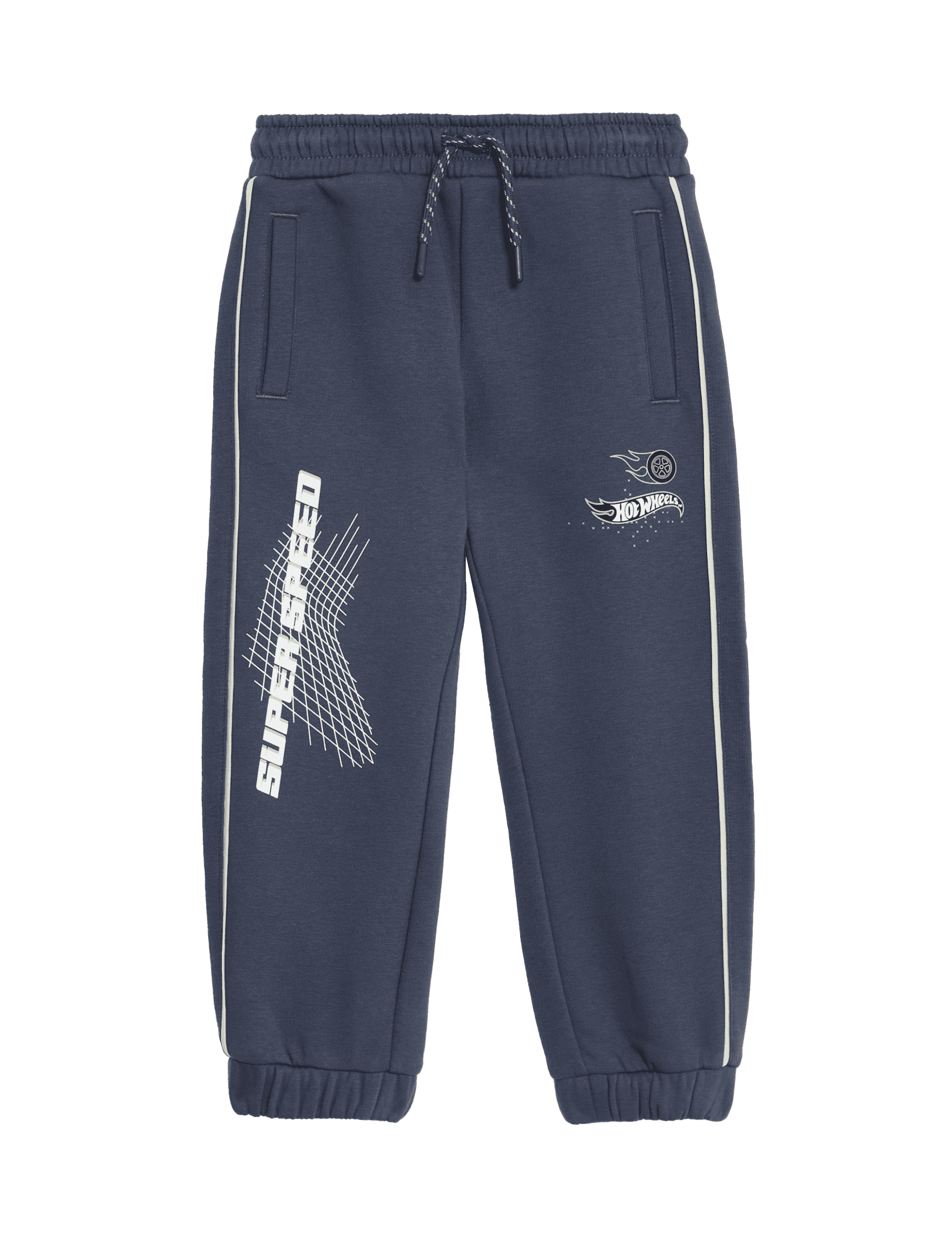 M&S Collection Boys Hot Wheels Cotton Rich Joggers (2-8 Yrs) - 5-6 Y - Blue, Blue