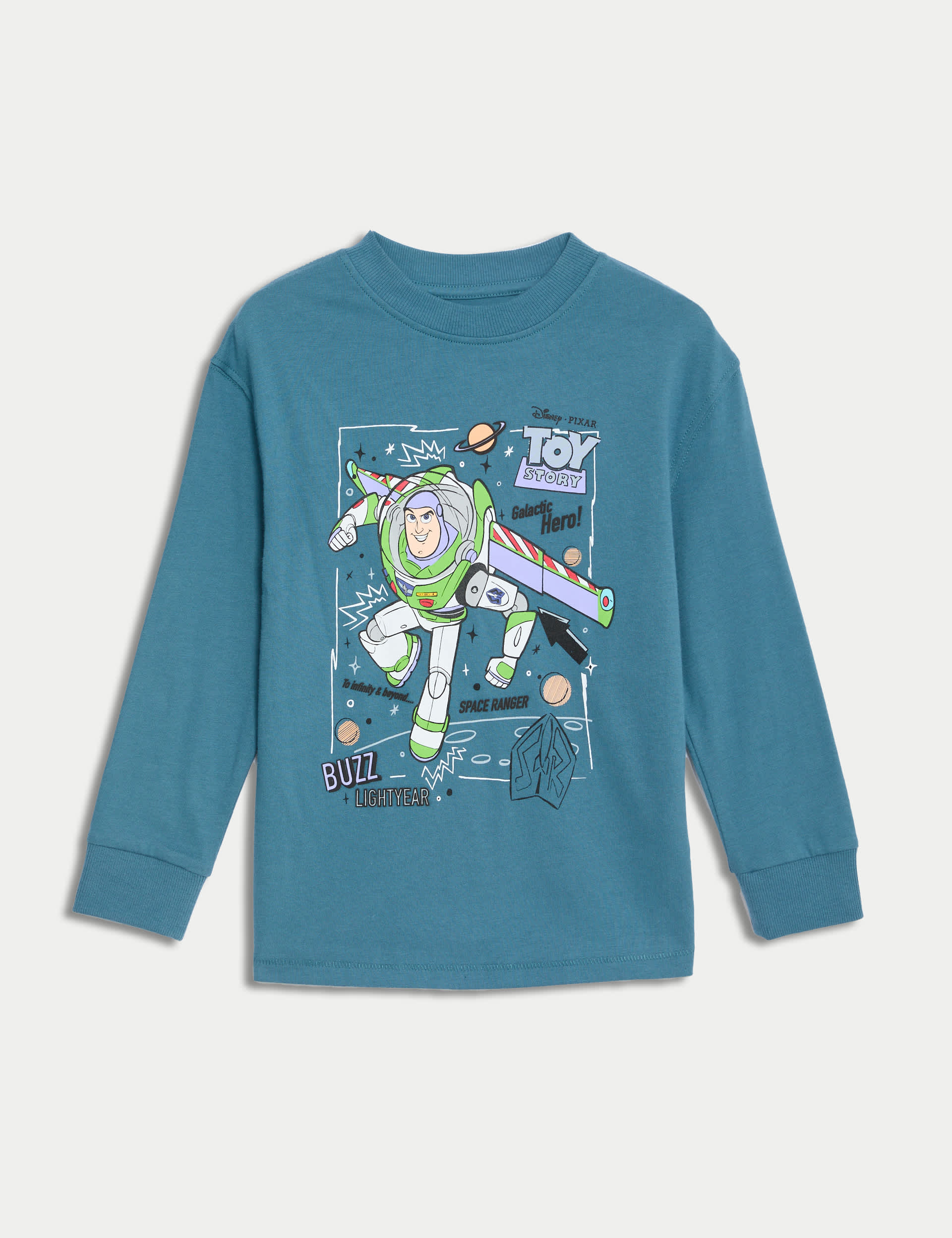 M&S Boys Pure Cotton Toy Story Top (2-8 Yrs) - 3-4 Y - Teal, Teal